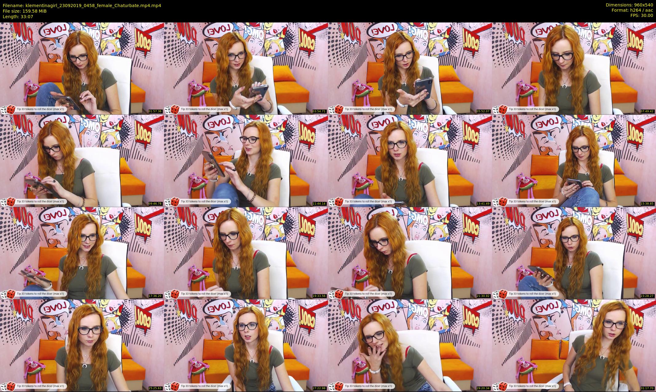 klementinagirl — 34 minute Chaturbate female cam show recording, 480p, Sep 23, 2019