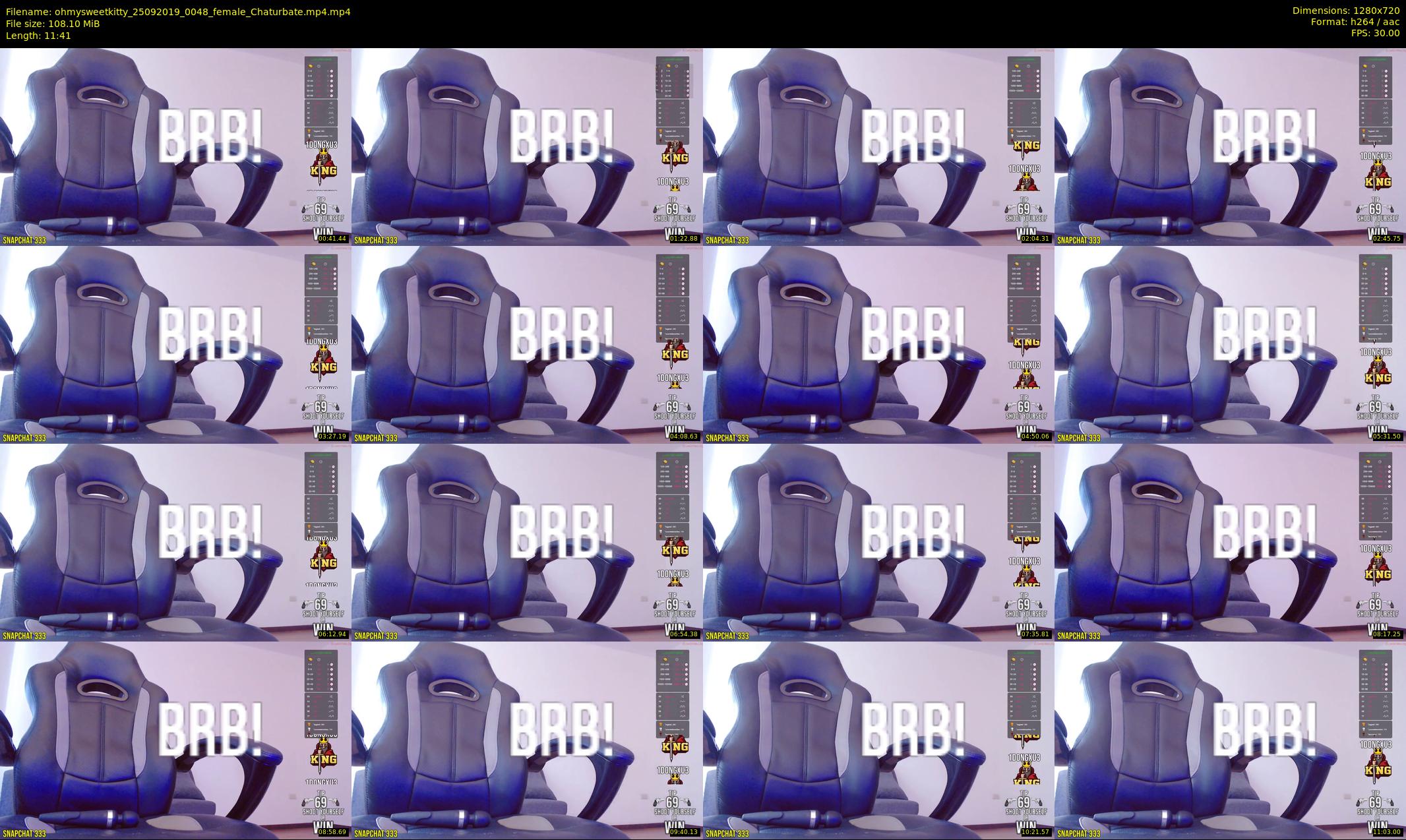 ohmysweetkitty — 12 minute Chaturbate female cam show recording, 720p, Sep 25, 2019