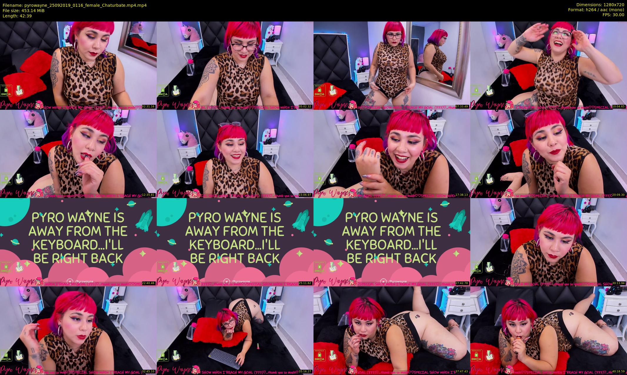 pyrowayne — 43 minute Chaturbate female cam show recording, 720p, Sep 25, 2019