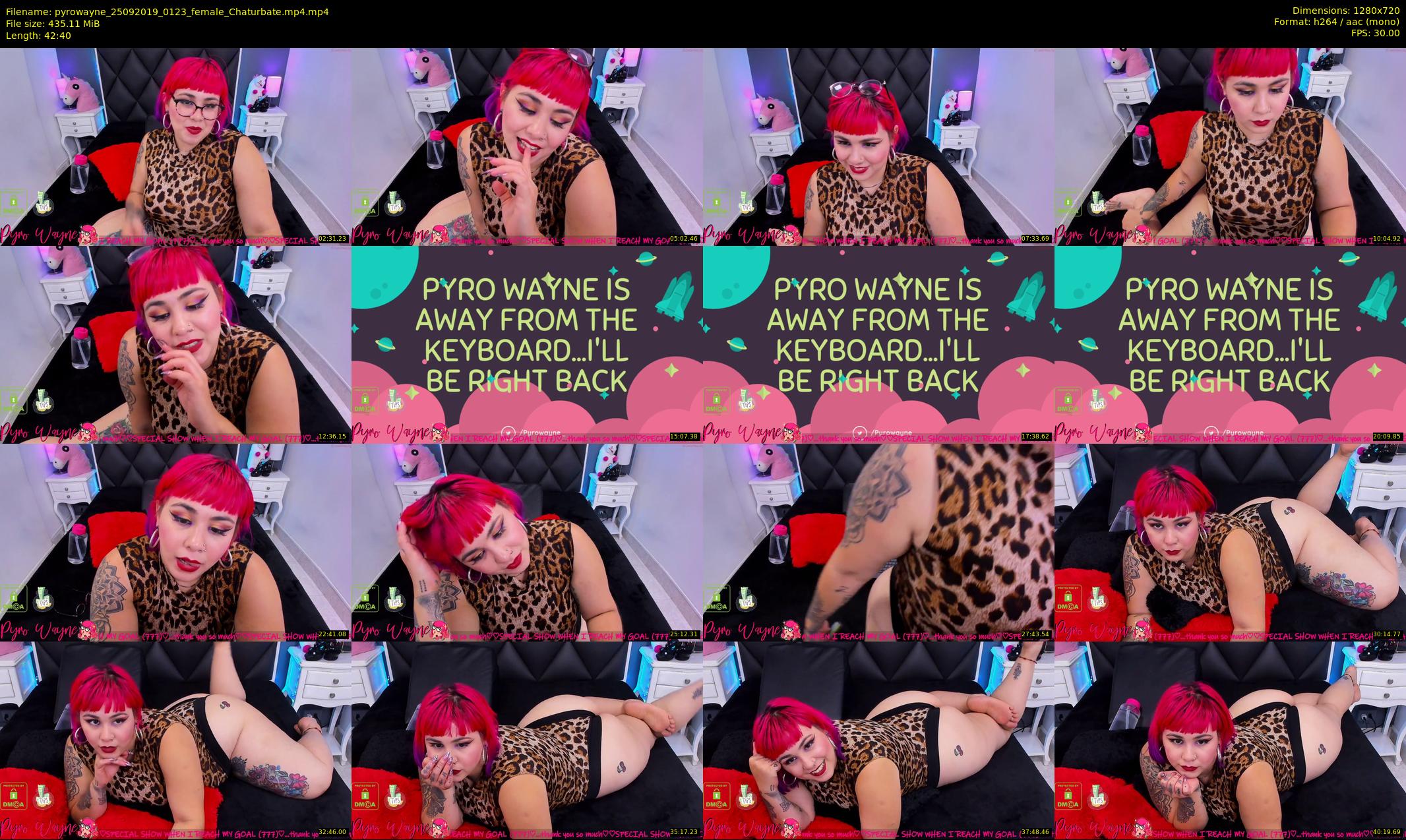 pyrowayne — 43 minute Chaturbate female cam show recording, 720p, Sep 25, 2019