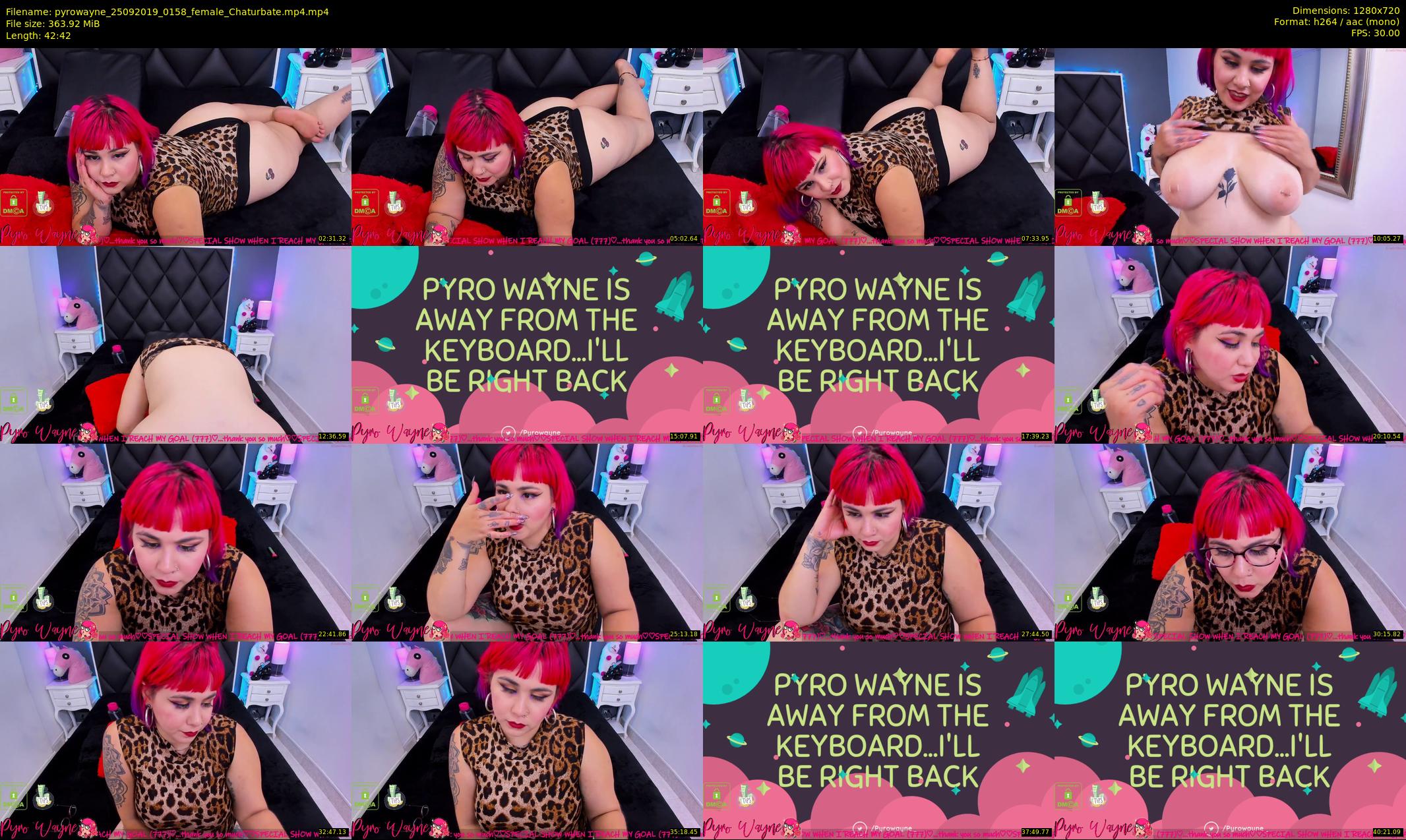 pyrowayne — 43 minute Chaturbate female cam show recording, 720p, Sep 25, 2019