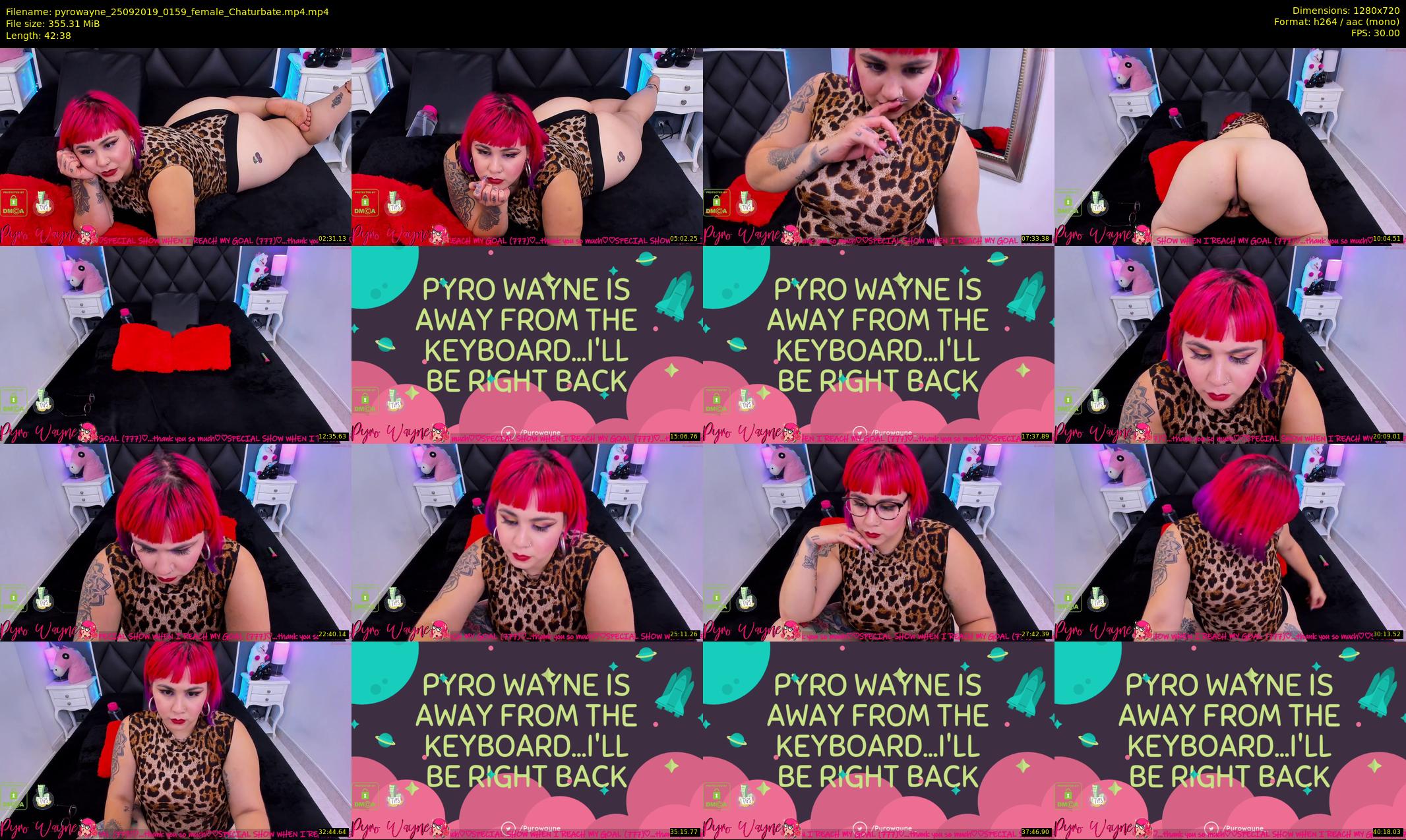pyrowayne — 43 minute Chaturbate female cam show recording, 720p, Sep 25, 2019