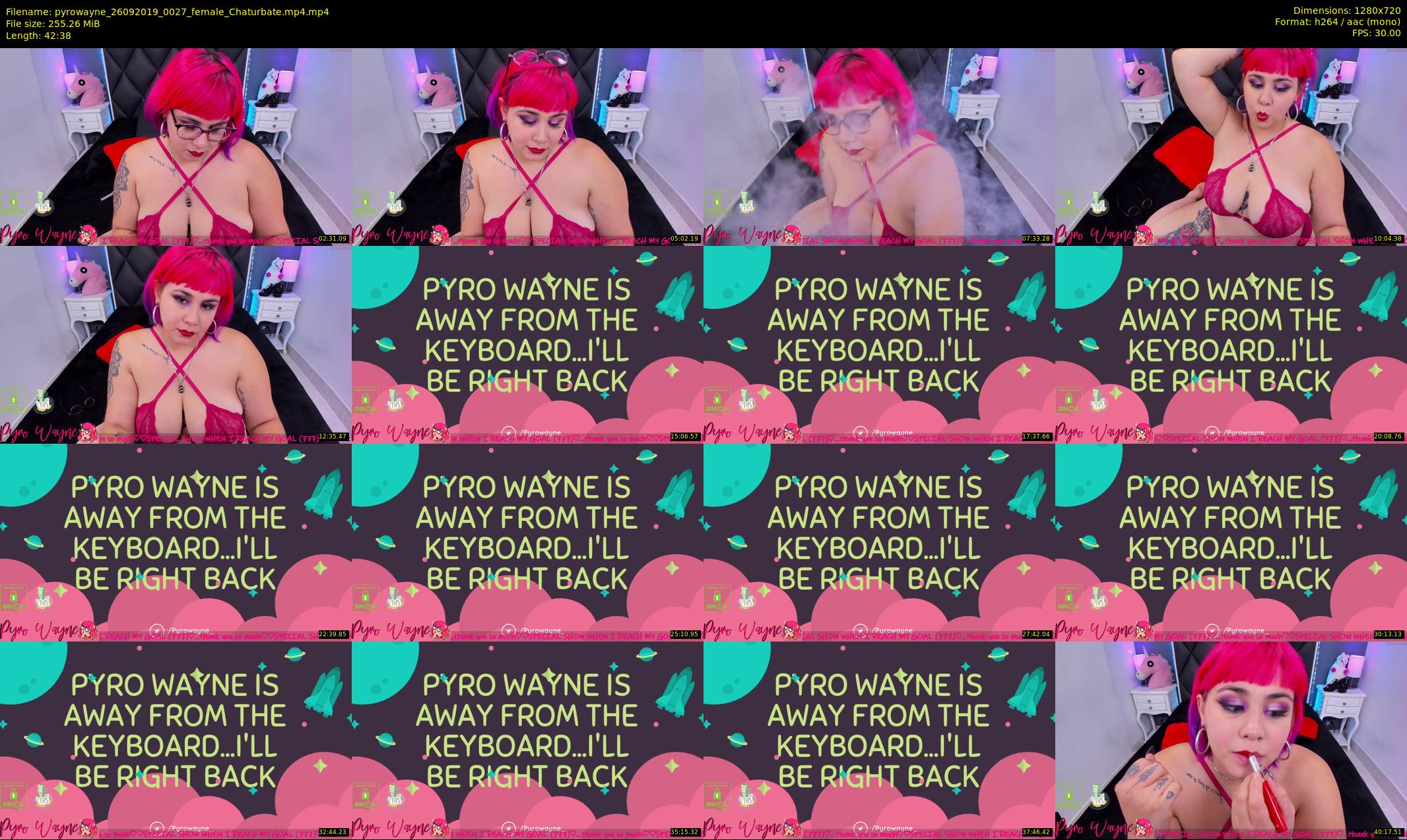 pyrowayne — 43 minute Chaturbate female cam show recording, 720p, Sep 26, 2019