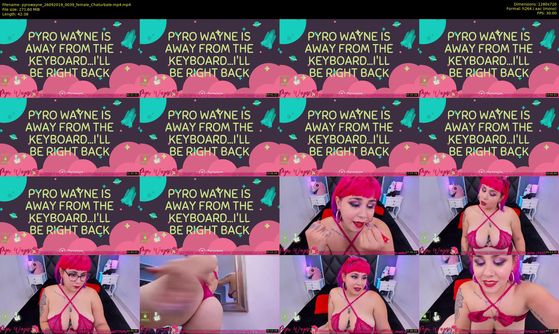 pyrowayne — 43 minute Chaturbate female cam show recording, 720p, Sep 26, 2019