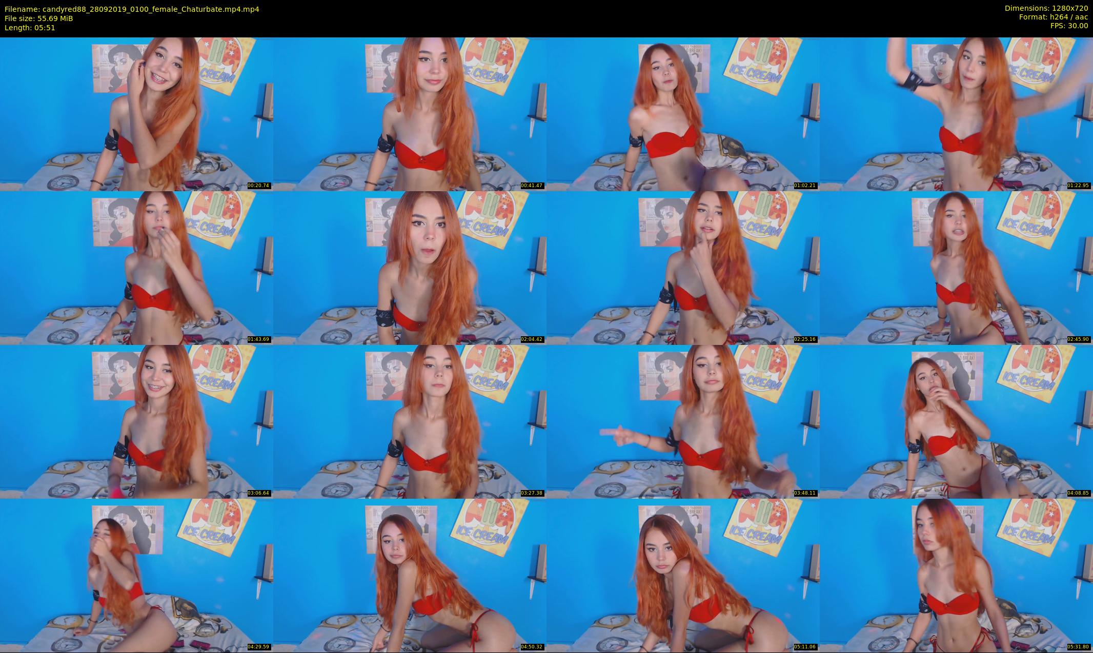 candyred88 — 6 minute Chaturbate female cam show recording, 720p, Sep 28, 2019