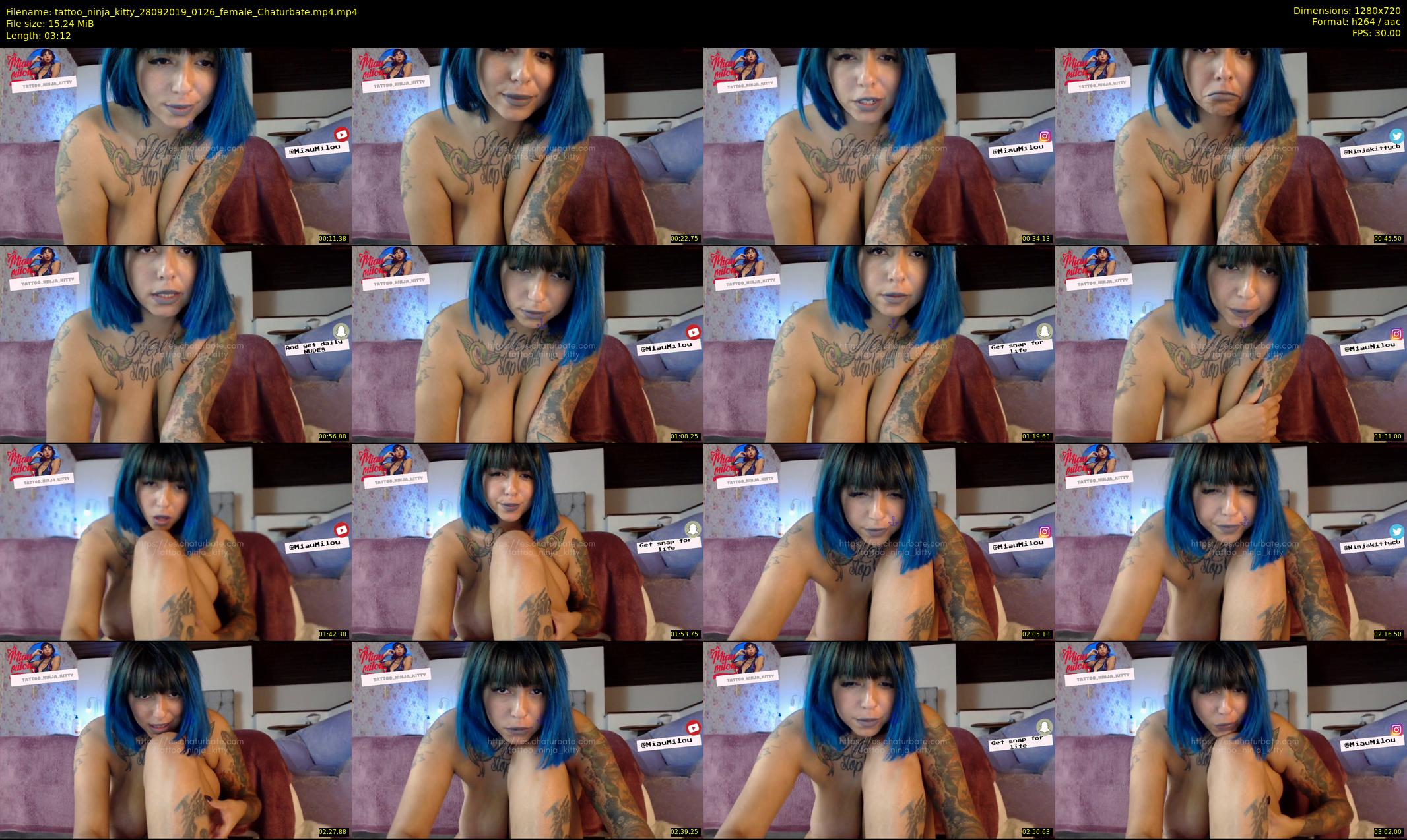 tattoo_ninja_kitty — 4 minute Chaturbate female cam show recording, 720p, Sep 28, 2019