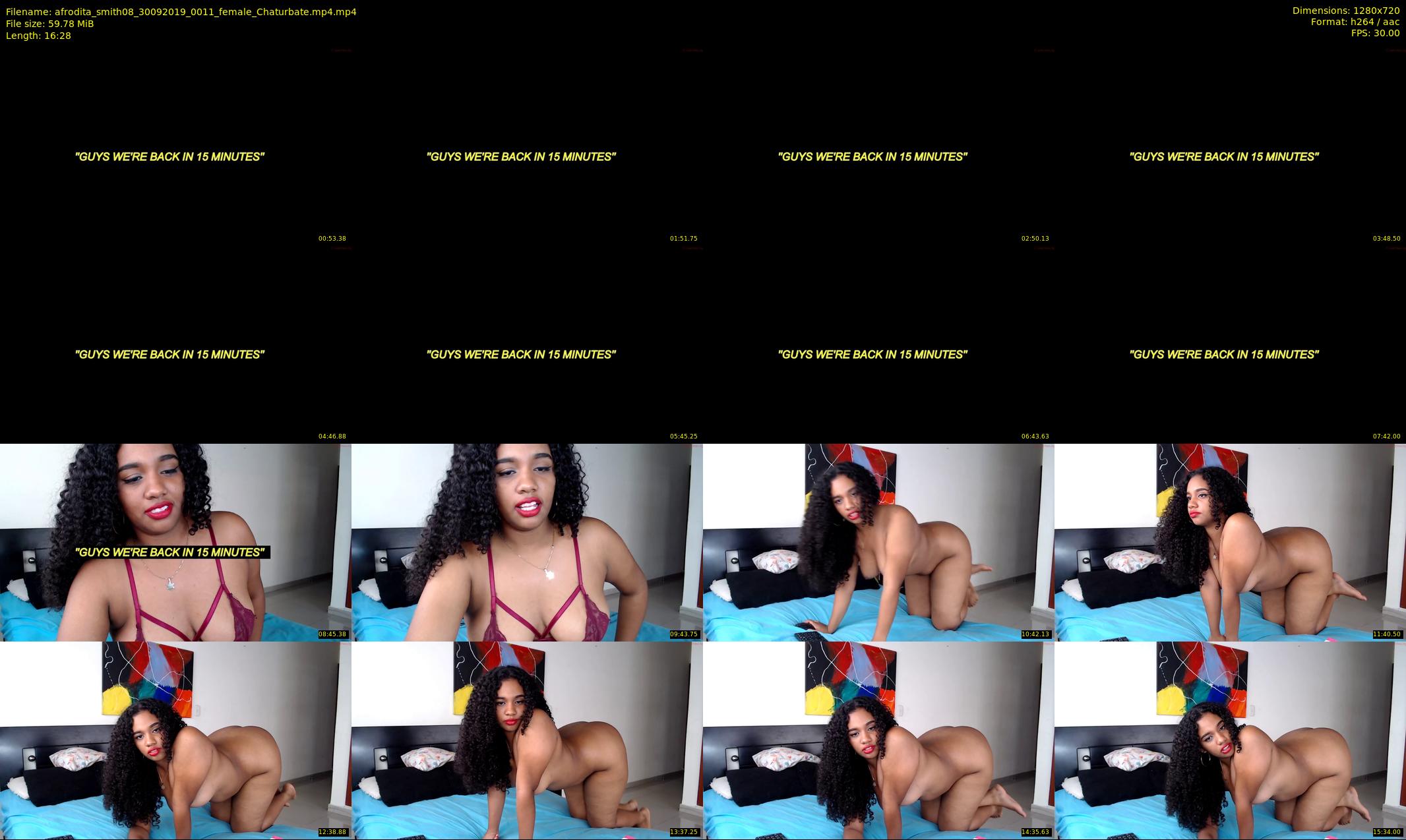 afrodita_smith08 — 17 minute Chaturbate female cam show recording, 720p, Sep 30, 2019