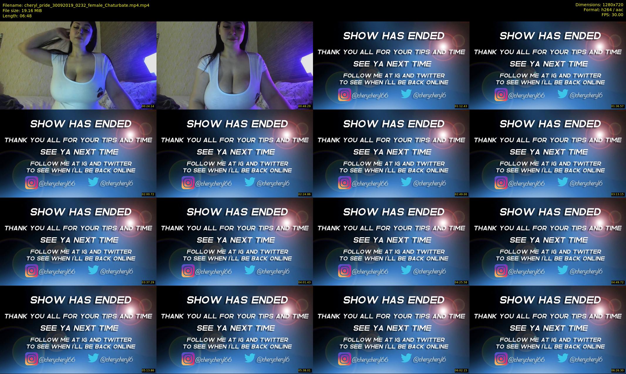 cheryl_pride — 7 minute Chaturbate female cam show recording, 720p, Sep 30, 2019