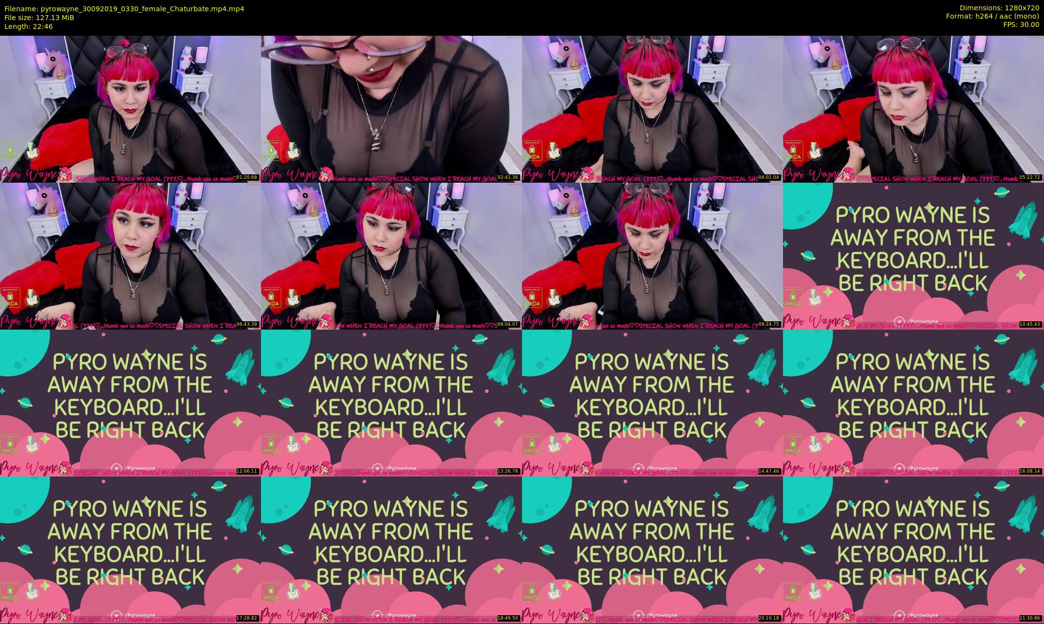 pyrowayne — 23 minute Chaturbate female cam show recording, 720p, Sep 30, 2019