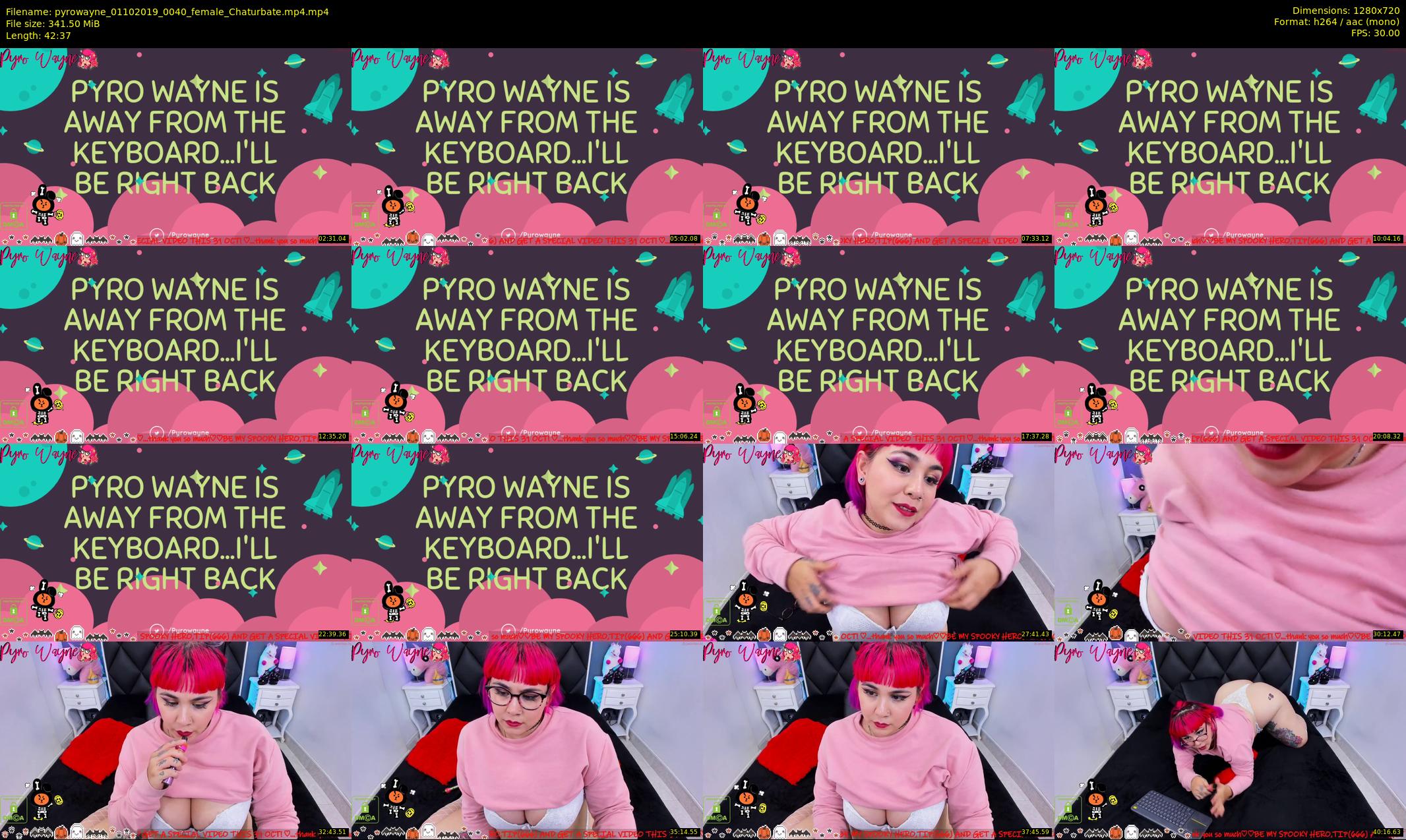 pyrowayne — 43 minute Chaturbate female cam show recording, 720p, Oct 1, 2019