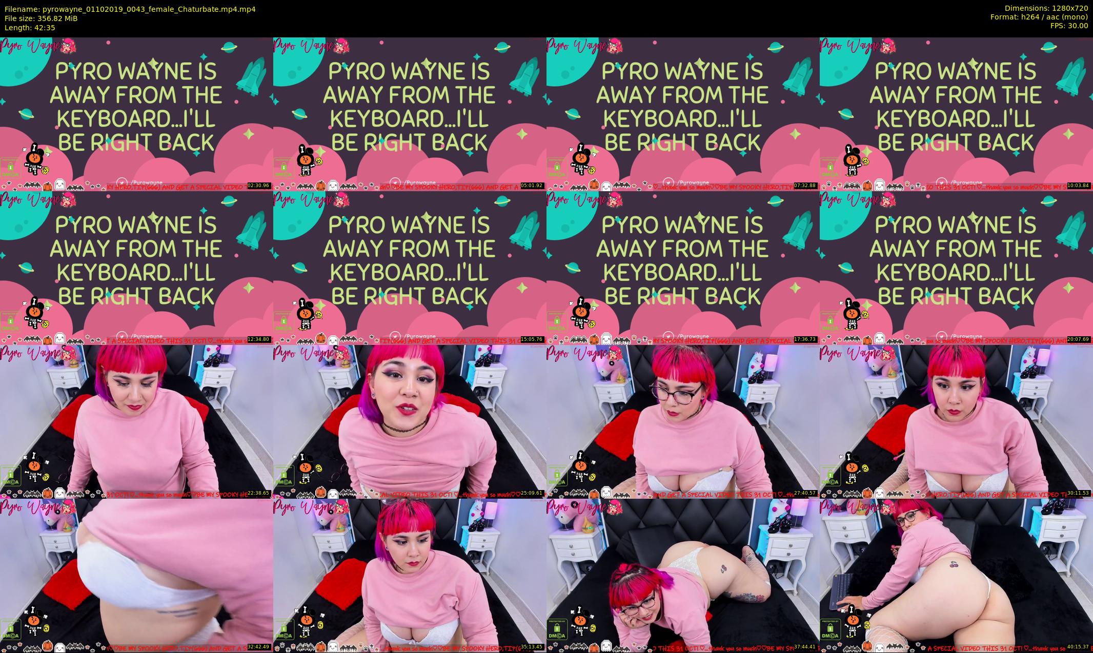 pyrowayne — 43 minute Chaturbate female cam show recording, 720p, Oct 1, 2019