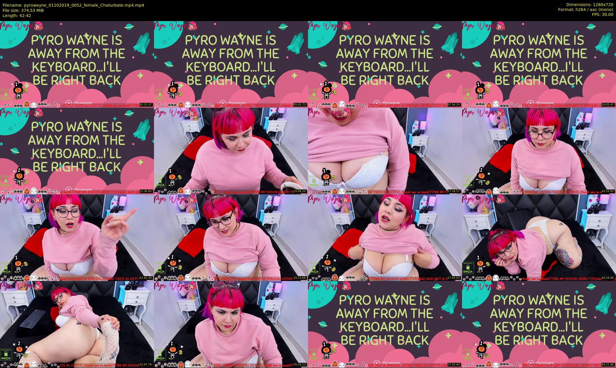 pyrowayne — 43 minute Chaturbate female cam show recording, 720p, Oct 1, 2019