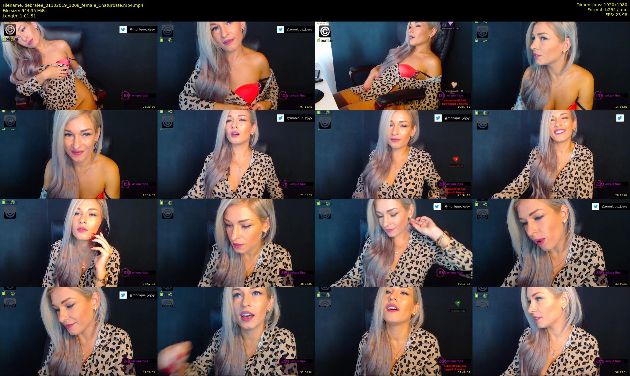 debralee — 62 minute Chaturbate female cam show recording, 1080p, Oct 1, 2019