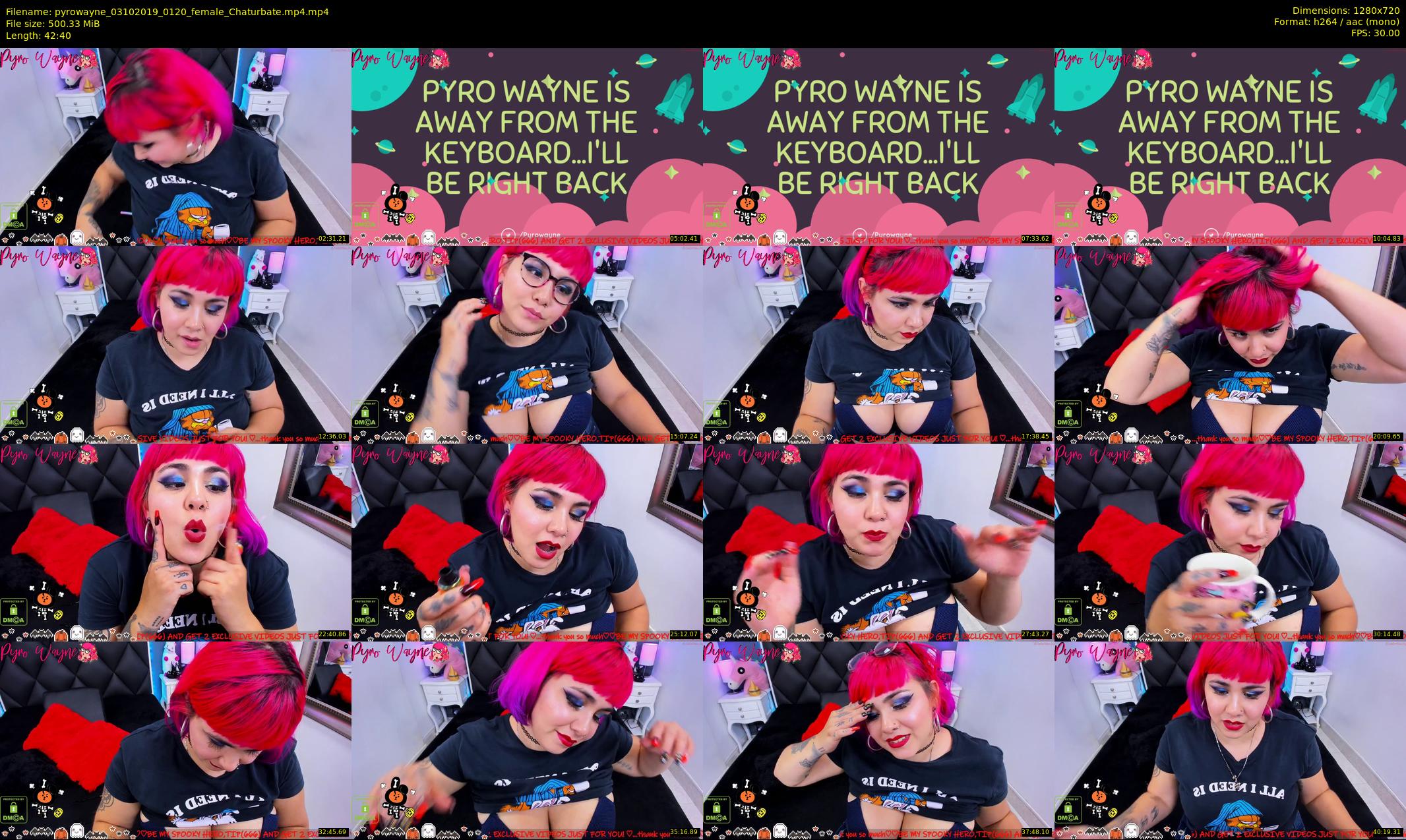 pyrowayne — 43 minute Chaturbate female cam show recording, 720p, Oct 3, 2019