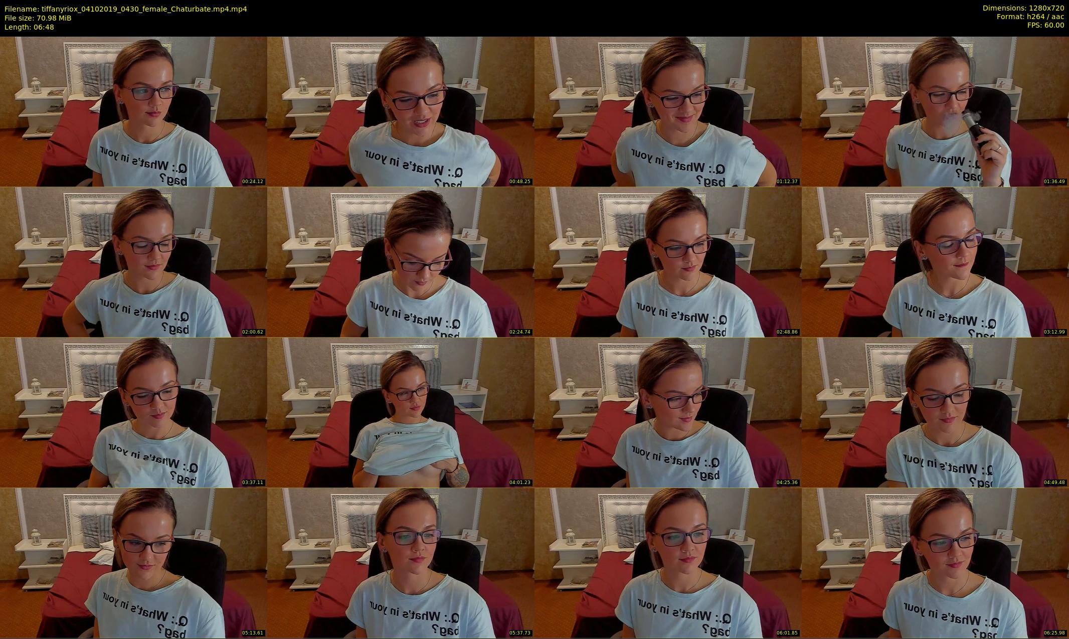 tiffanyriox — 7 minute Chaturbate female cam show recording, 720p, Oct 4, 2019