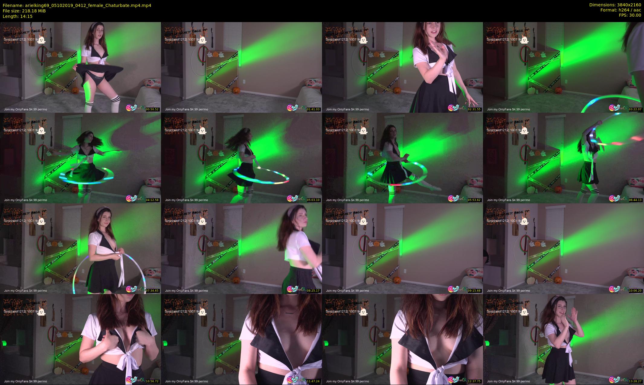 arielking69 — 15 minute Chaturbate female cam show recording, 4K, Oct 5, 2019