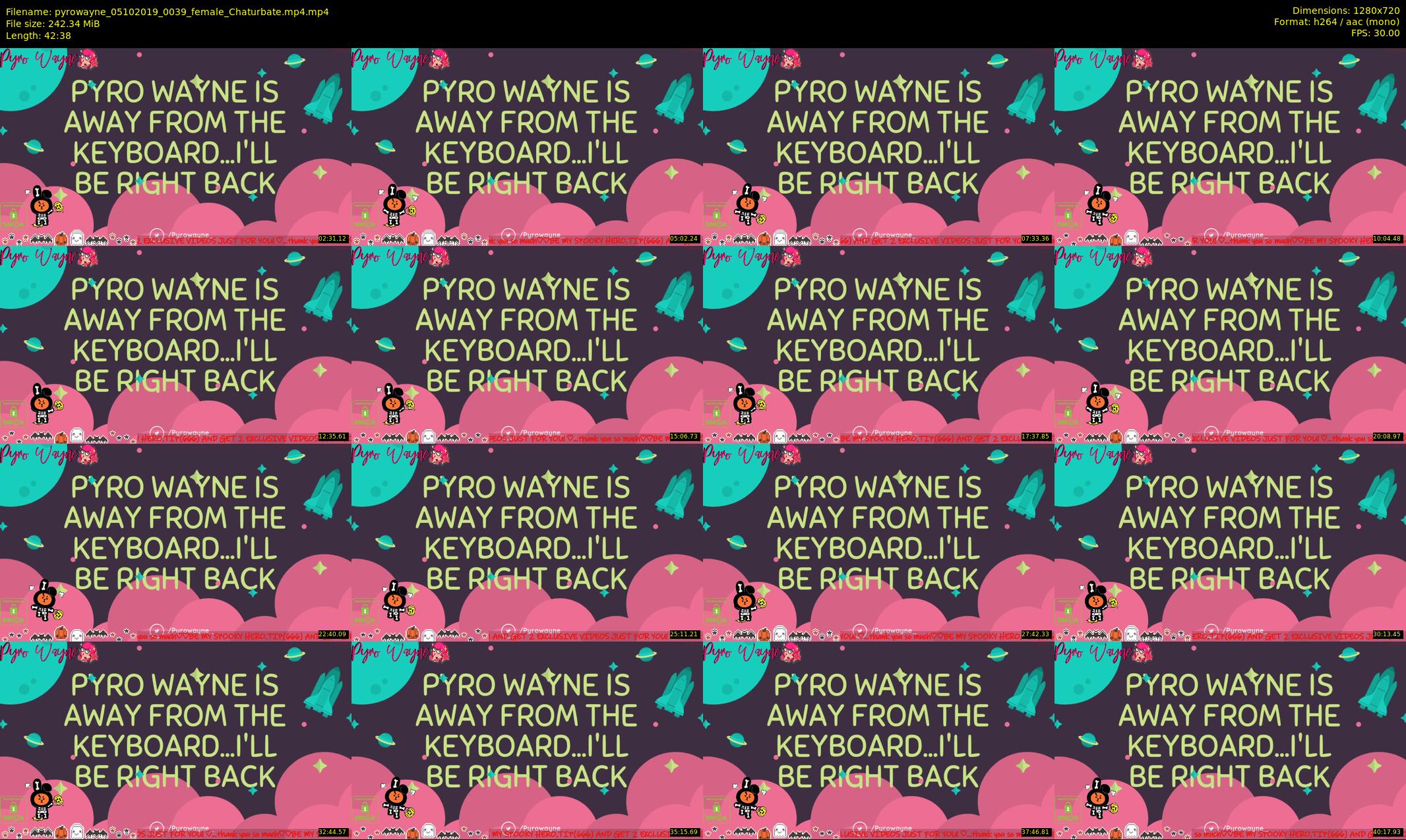 pyrowayne — 43 minute Chaturbate female cam show recording, 720p, Oct 5, 2019