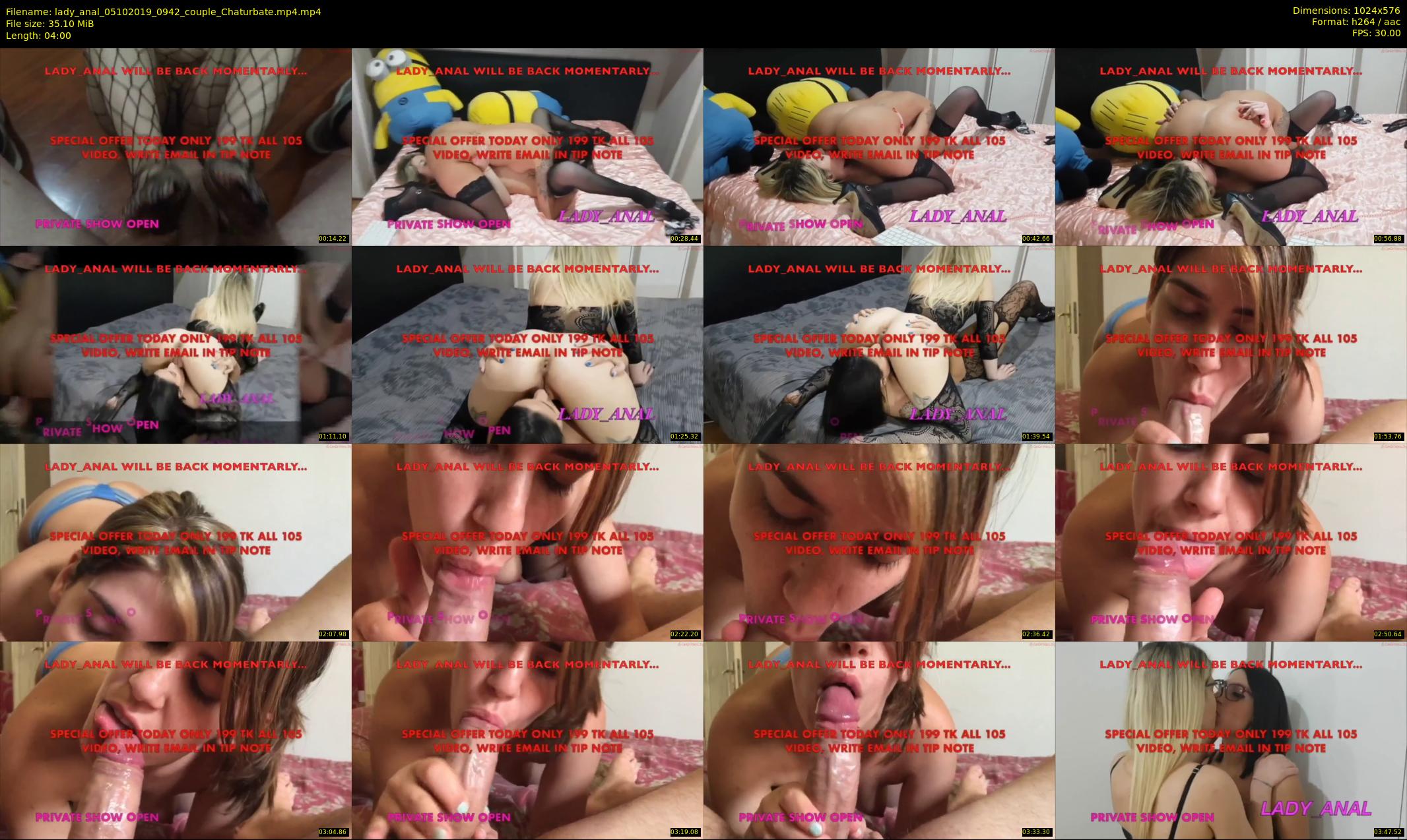 lady_anal — 4 minute Chaturbate female cam show recording, 480p, Oct 5, 2019