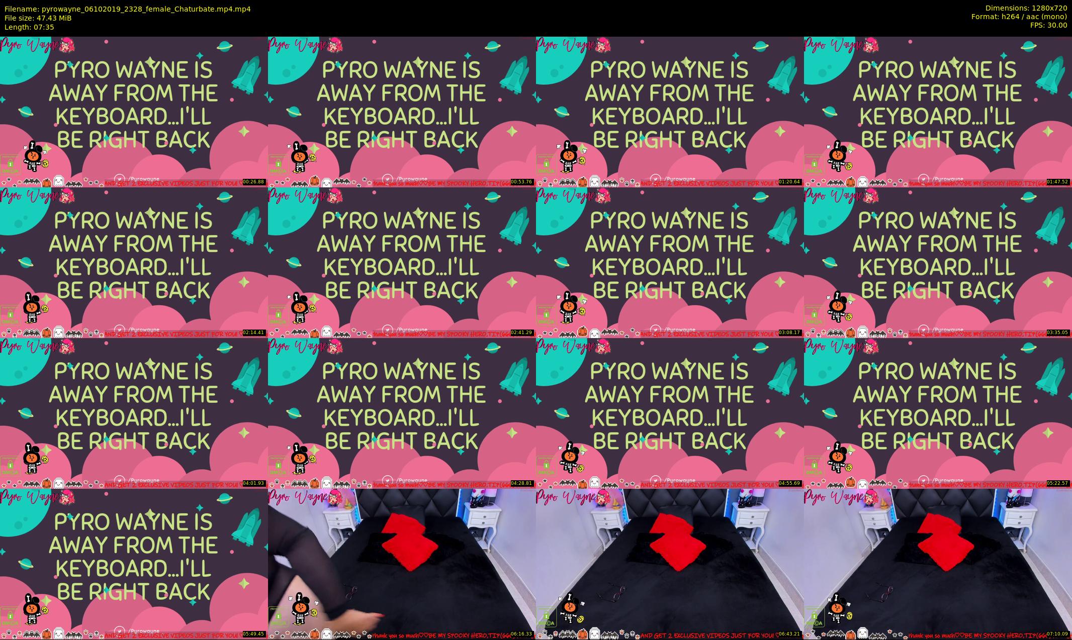 pyrowayne — 8 minute Chaturbate female cam show recording, 720p, Oct 6, 2019