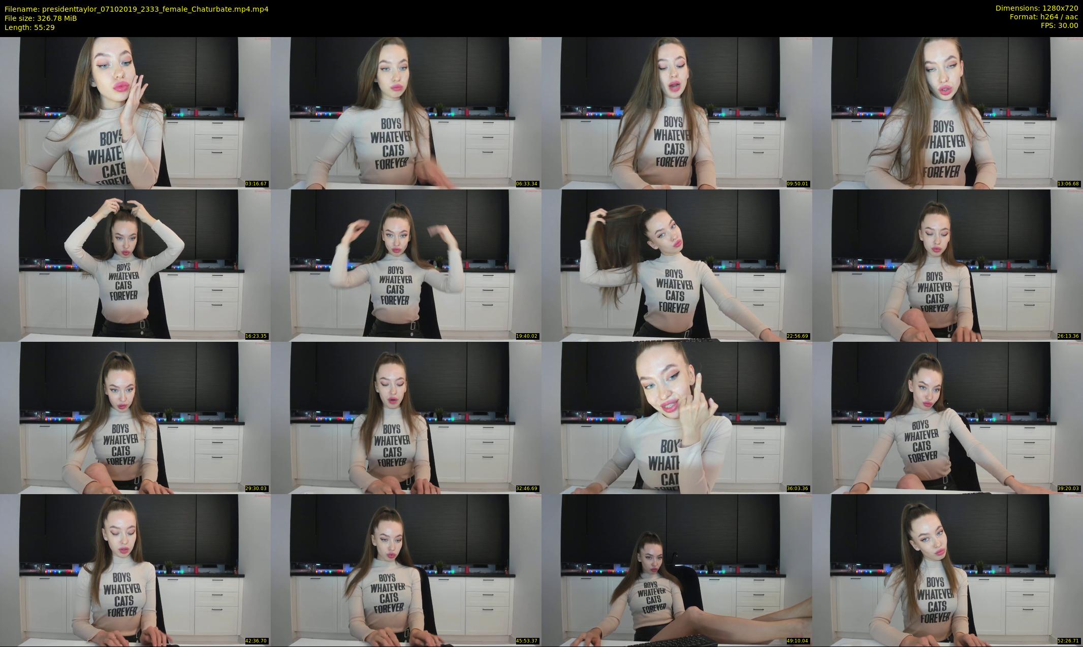 presidenttaylor — 56 minute Chaturbate female cam show recording, 720p, Oct 7, 2019