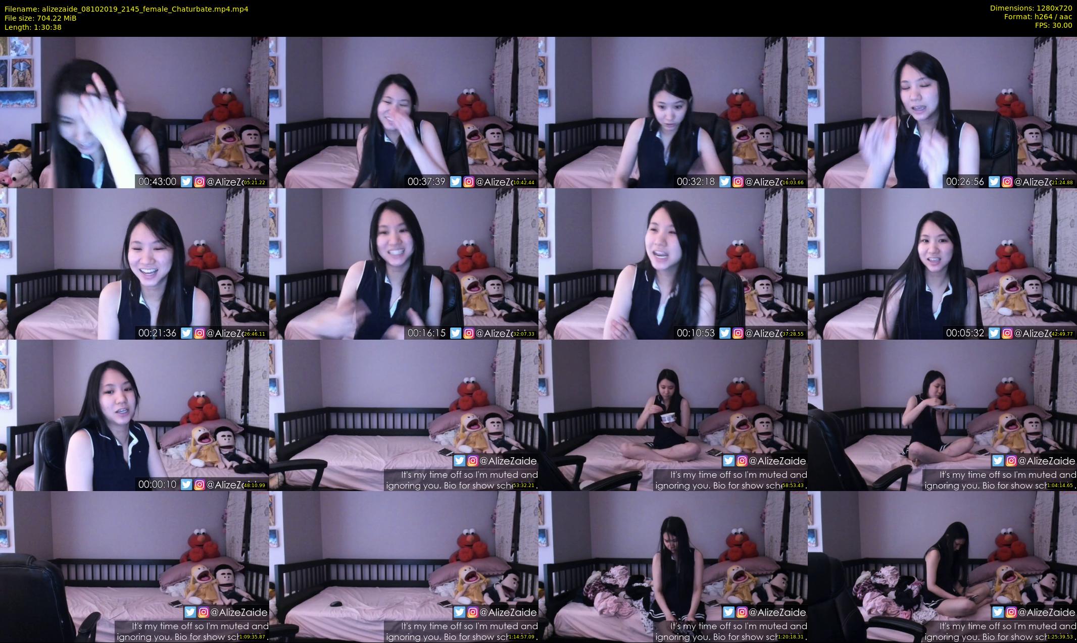 alizezaide — 91 minute Chaturbate female cam show recording, 720p, Oct 8, 2019