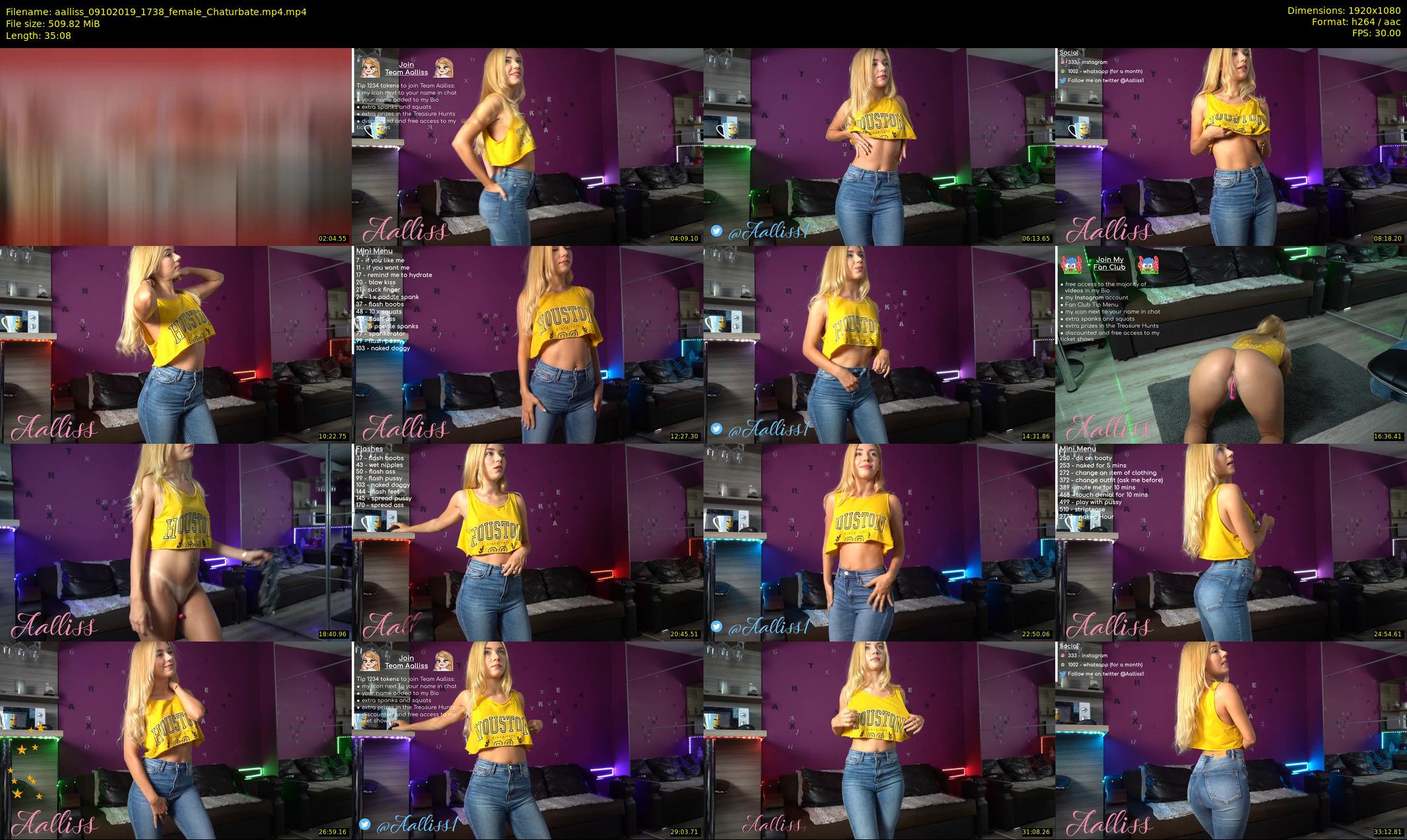aalliss — 36 minute Chaturbate female cam show recording, 1080p, Oct 9, 2019