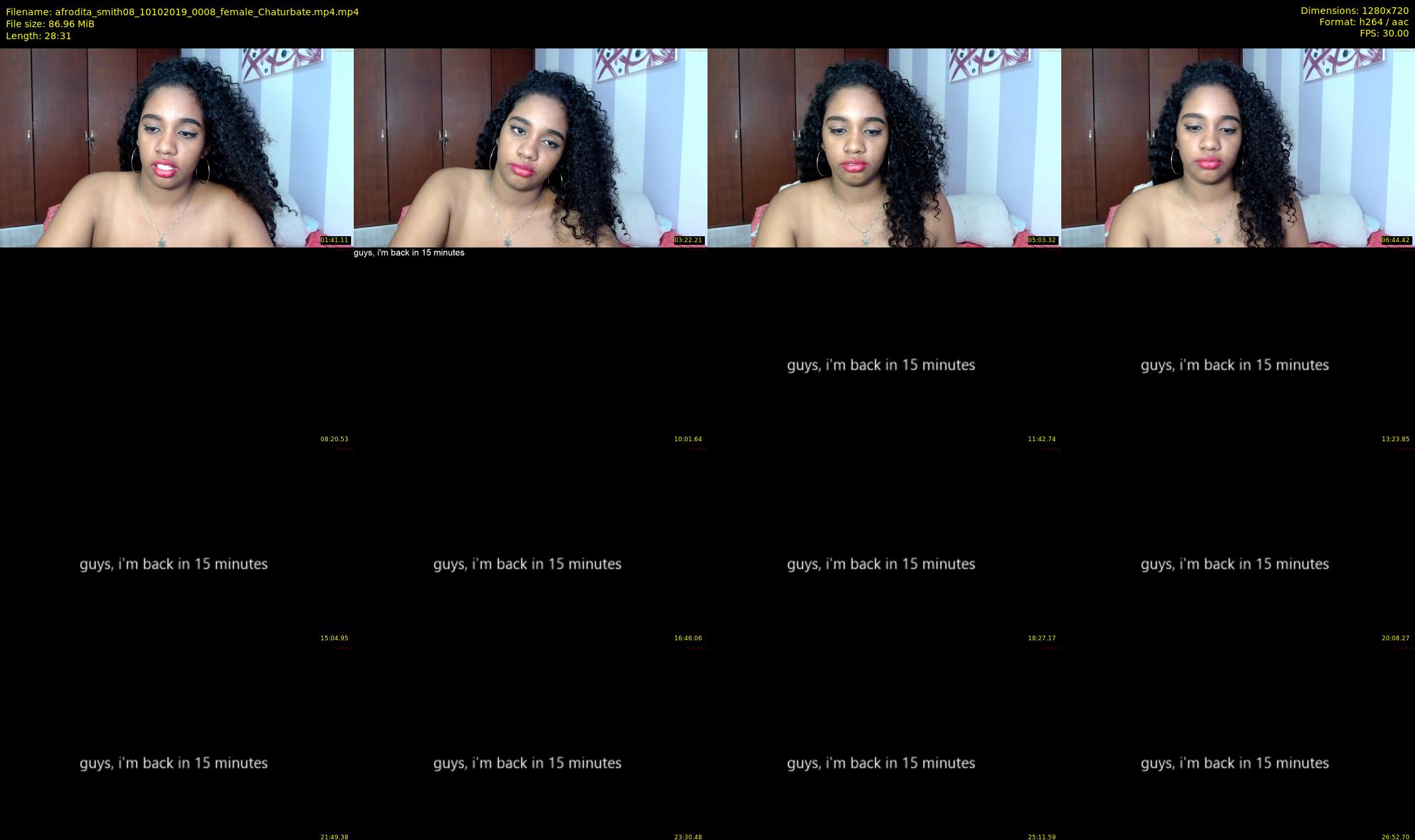 afrodita_smith08 — 29 minute Chaturbate female cam show recording, 720p, Oct 10, 2019