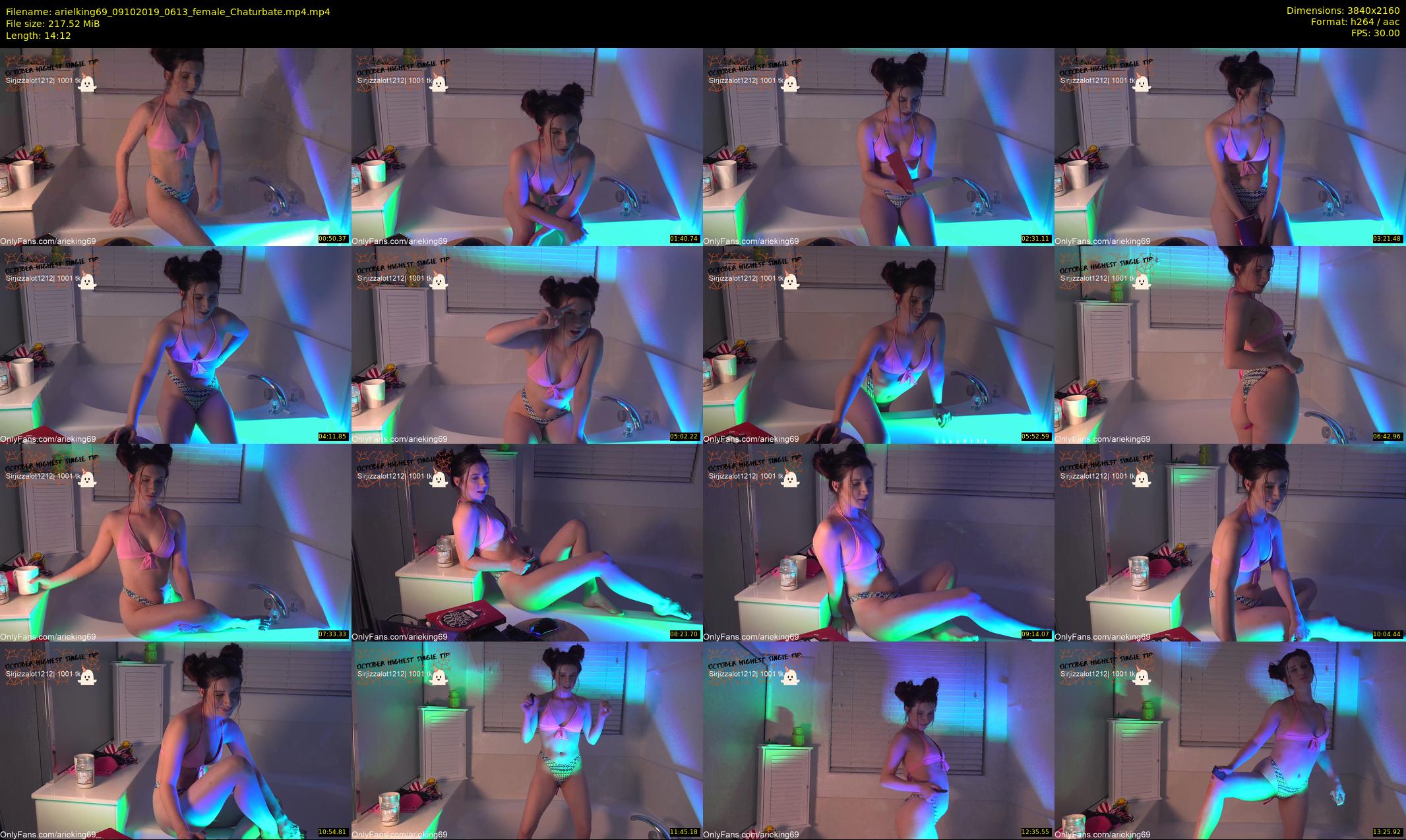 arielking69 — 15 minute Chaturbate female cam show recording, 4K, Oct 9, 2019