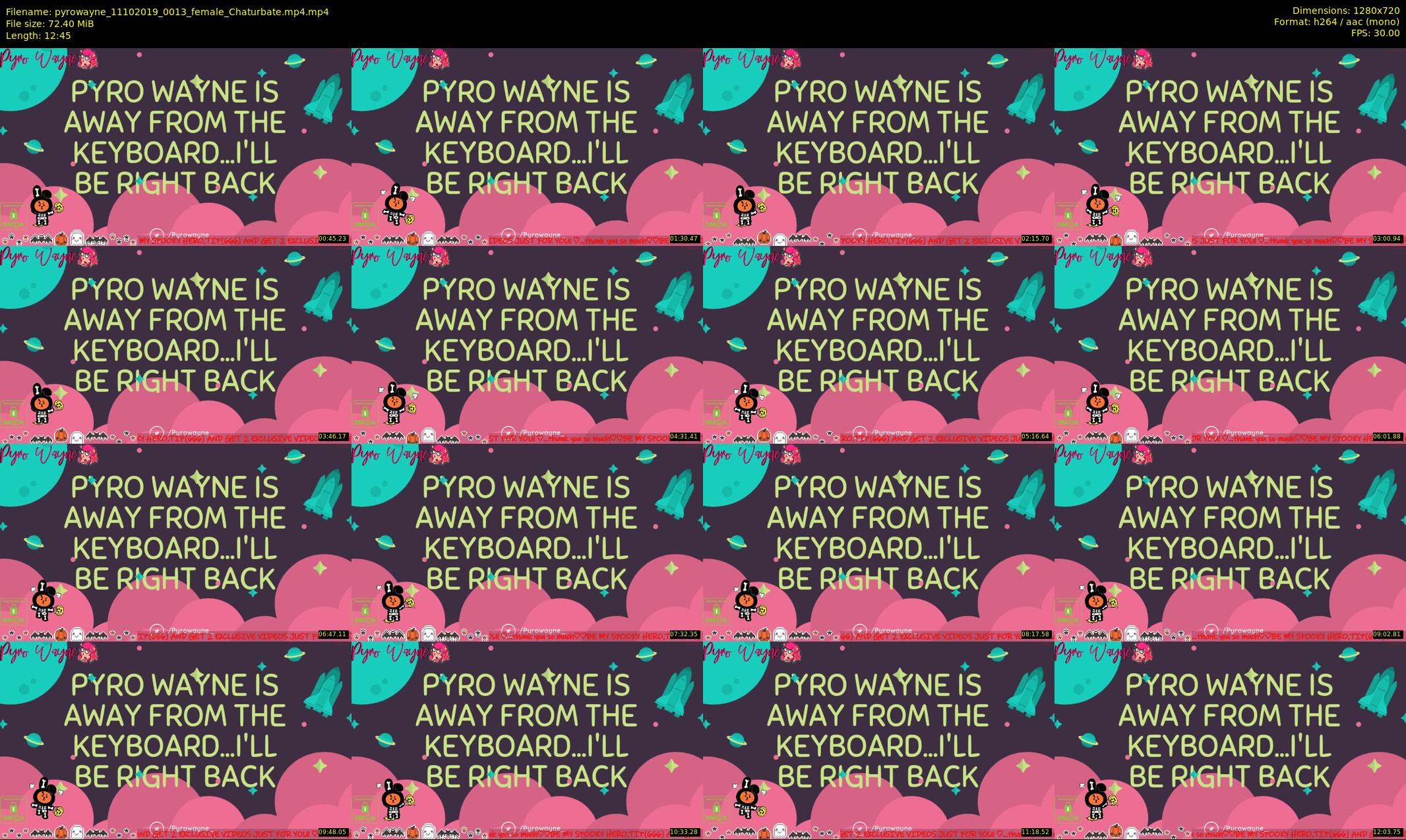 pyrowayne — 13 minute Chaturbate female cam show recording, 720p, Oct 11, 2019