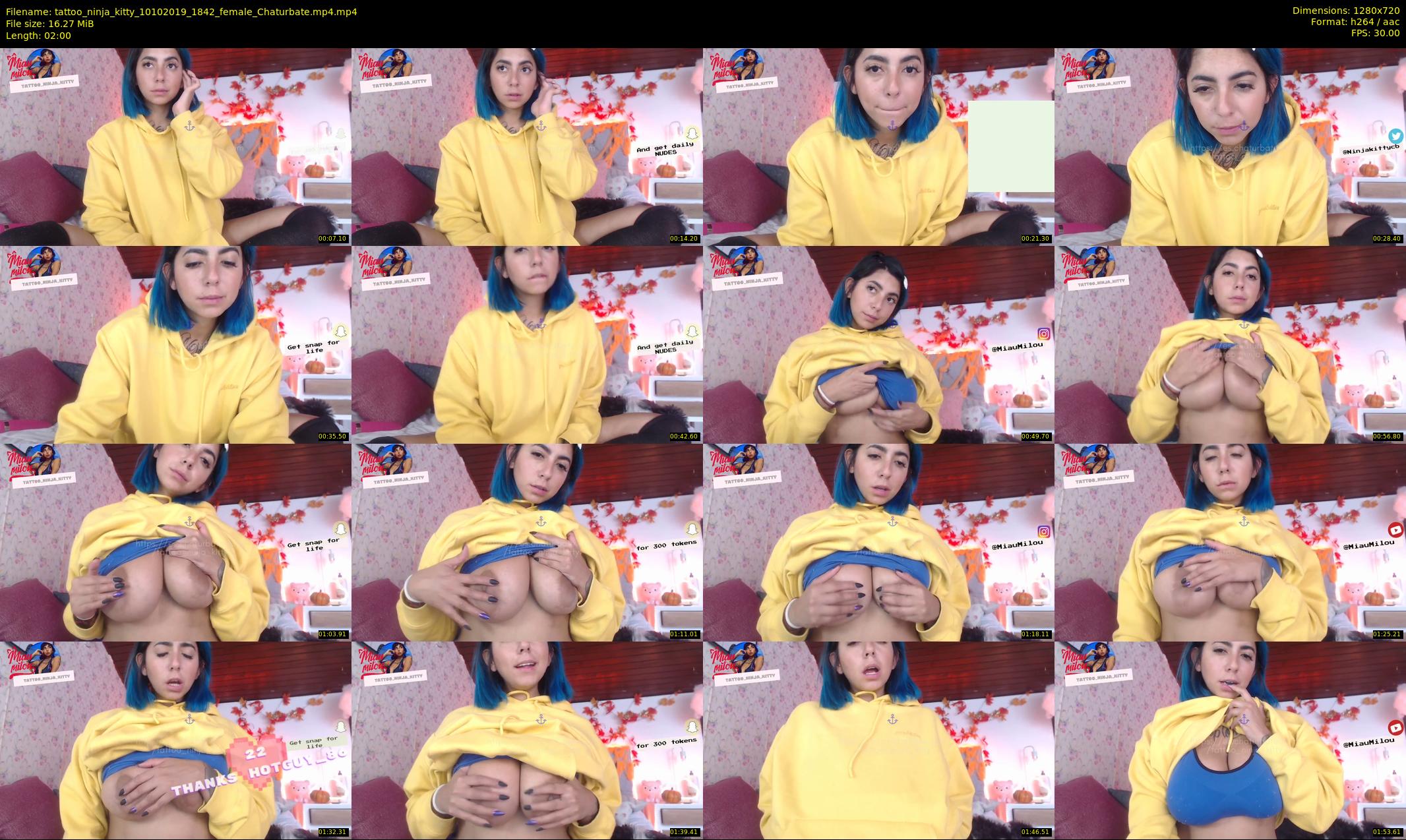 tattoo_ninja_kitty — 2 minute Chaturbate female cam show recording, 720p, Oct 10, 2019