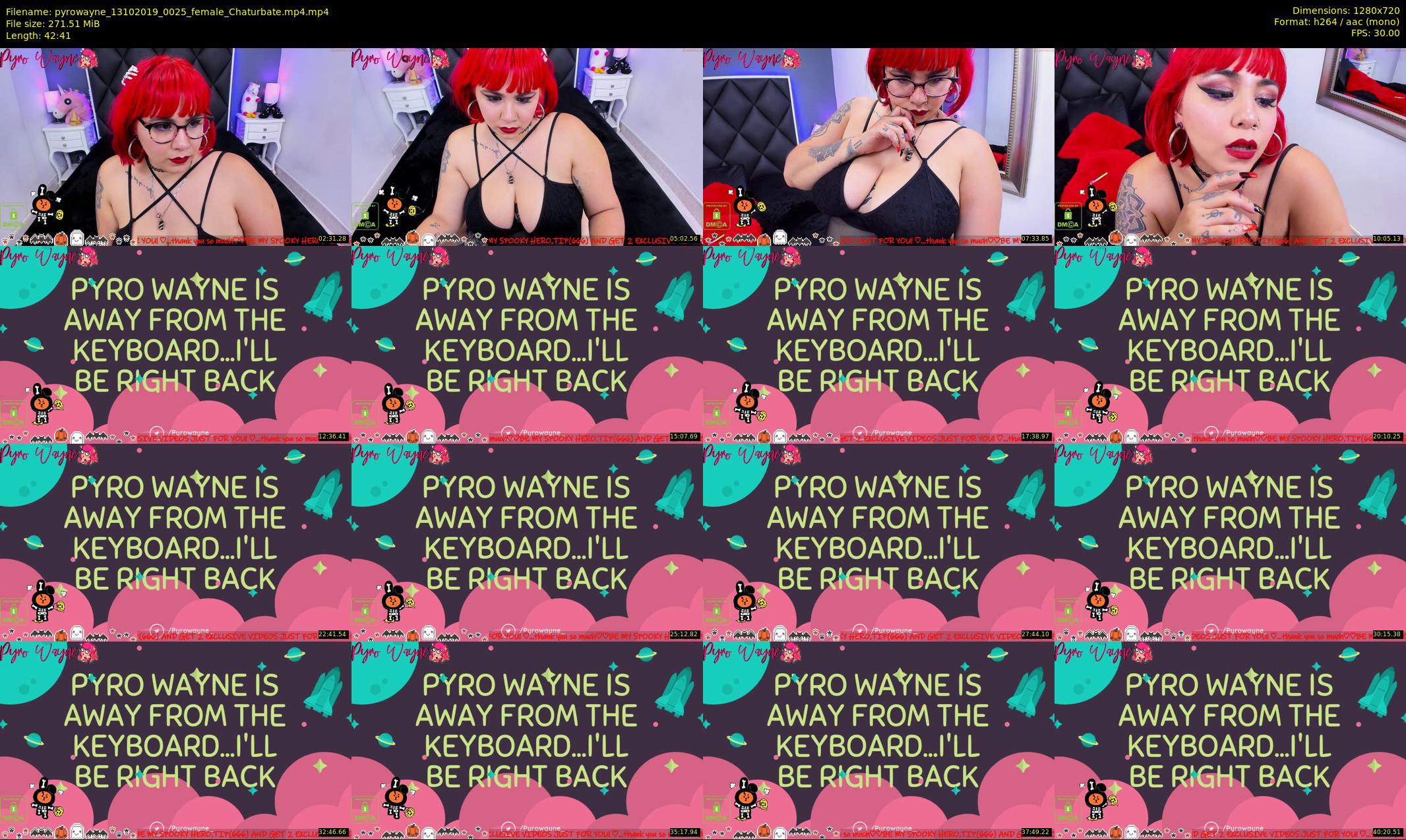 pyrowayne — 43 minute Chaturbate female cam show recording, 720p, Oct 13, 2019