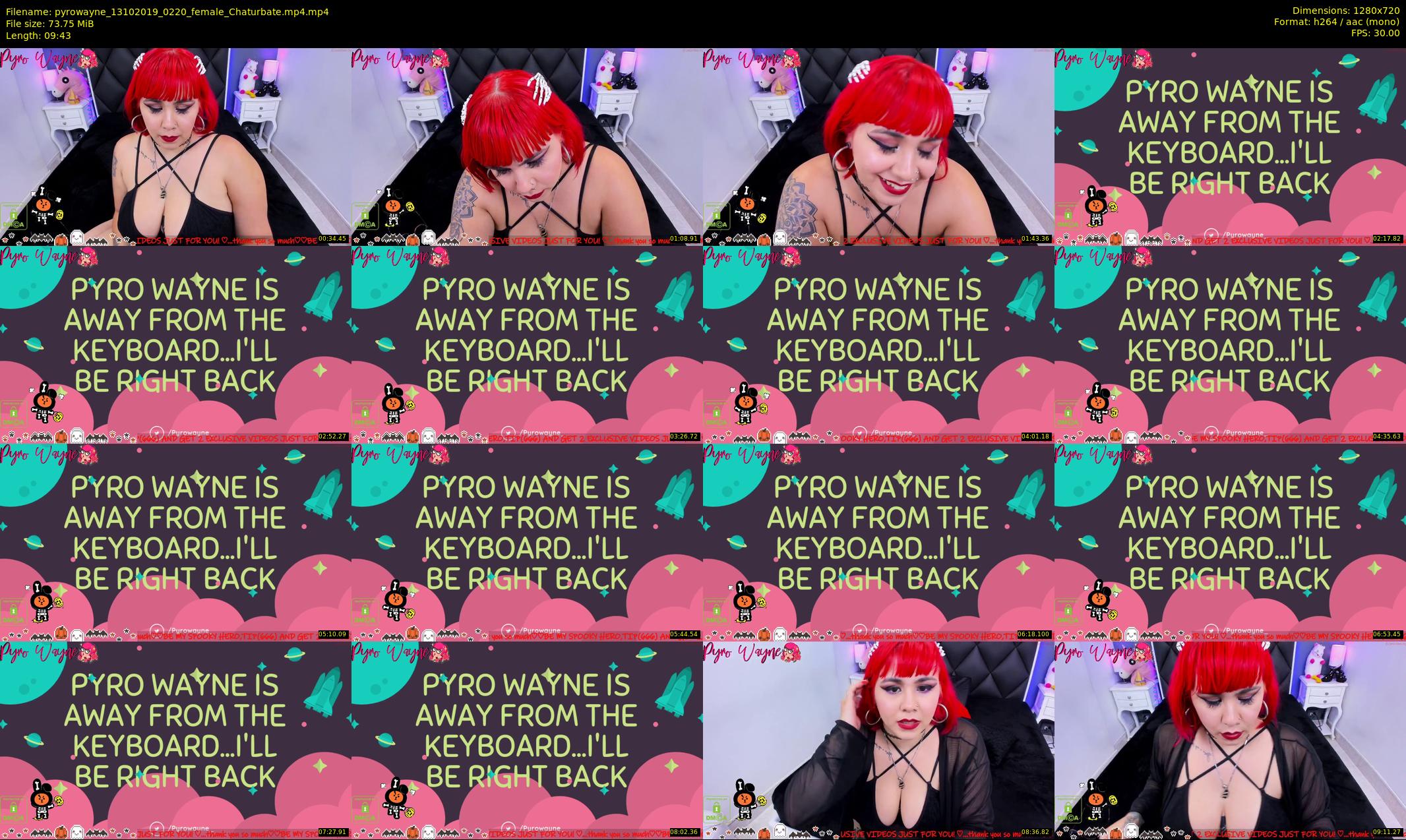 pyrowayne — 10 minute Chaturbate female cam show recording, 720p, Oct 13, 2019