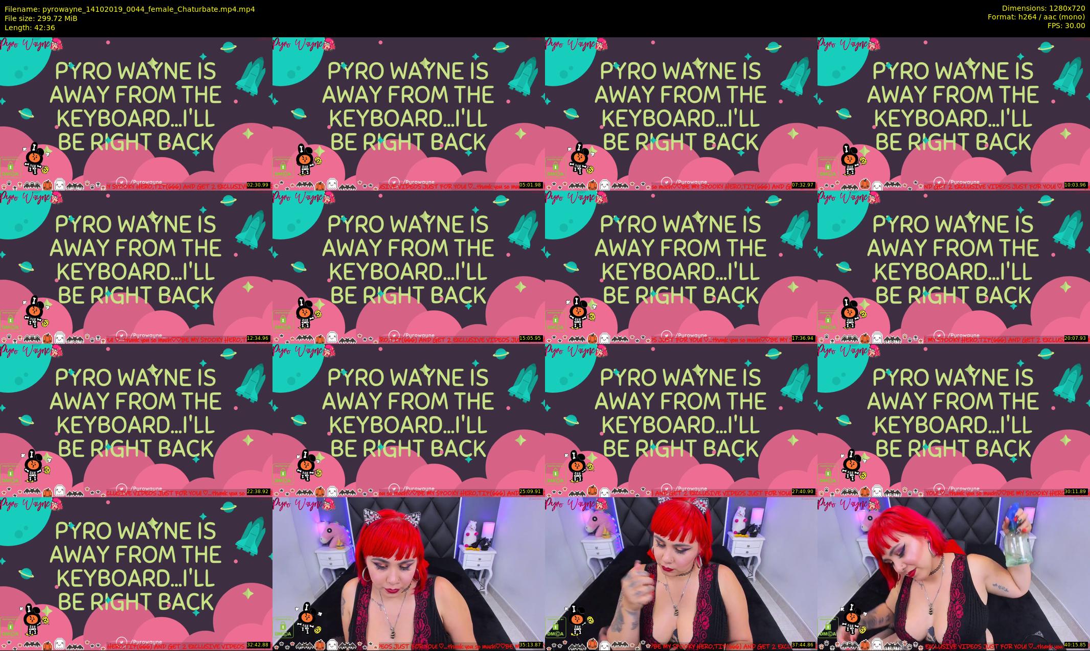 pyrowayne — 43 minute Chaturbate female cam show recording, 720p, Oct 14, 2019