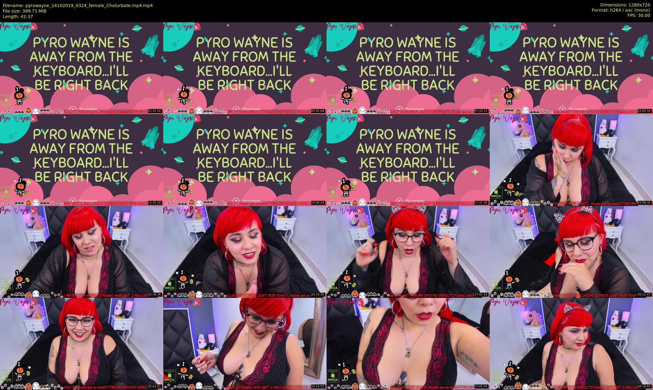 pyrowayne — 43 minute Chaturbate female cam show recording, 720p, Oct 14, 2019