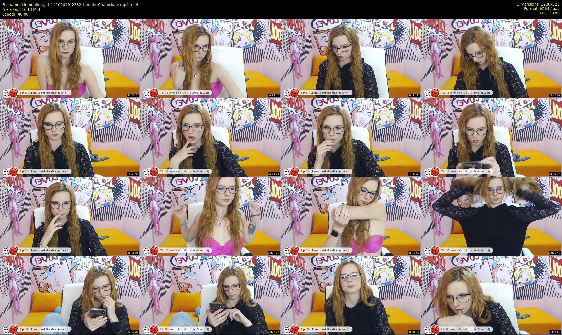 klementinagirl — 40 minute Chaturbate female cam show recording, 720p, Oct 14, 2019