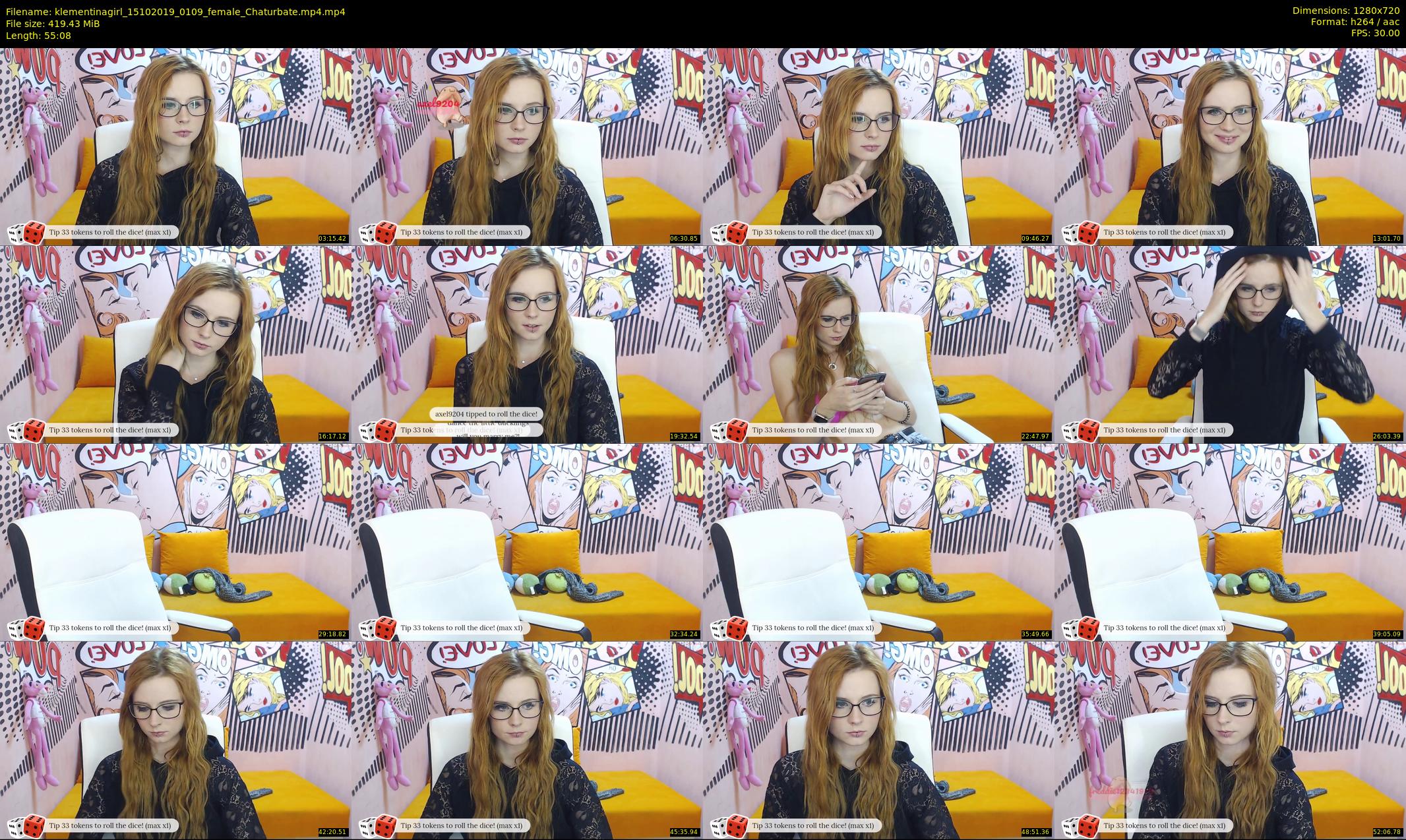 klementinagirl — 56 minute Chaturbate female cam show recording, 720p, Oct 15, 2019