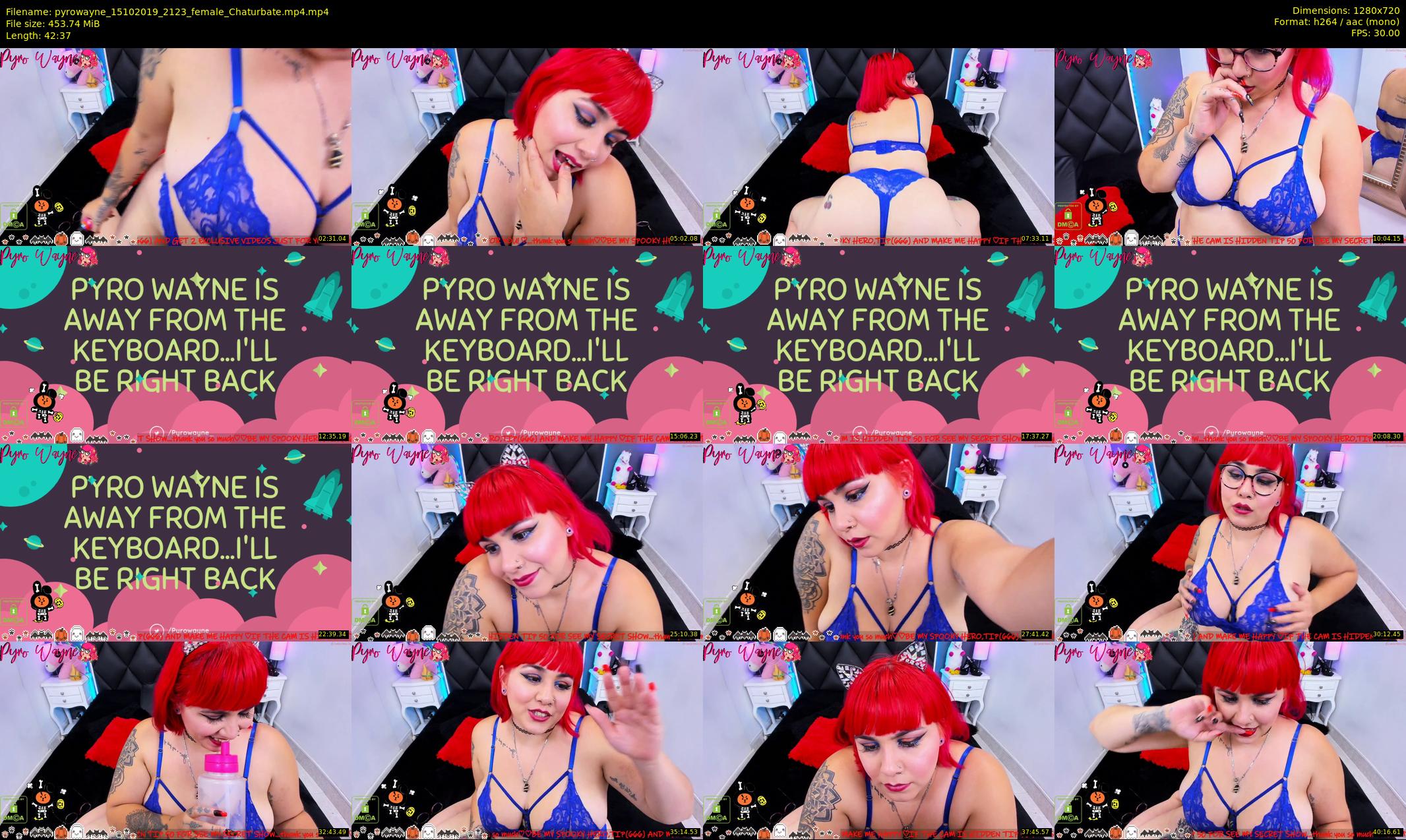 pyrowayne — 43 minute Chaturbate female cam show recording, 720p, Oct 15, 2019