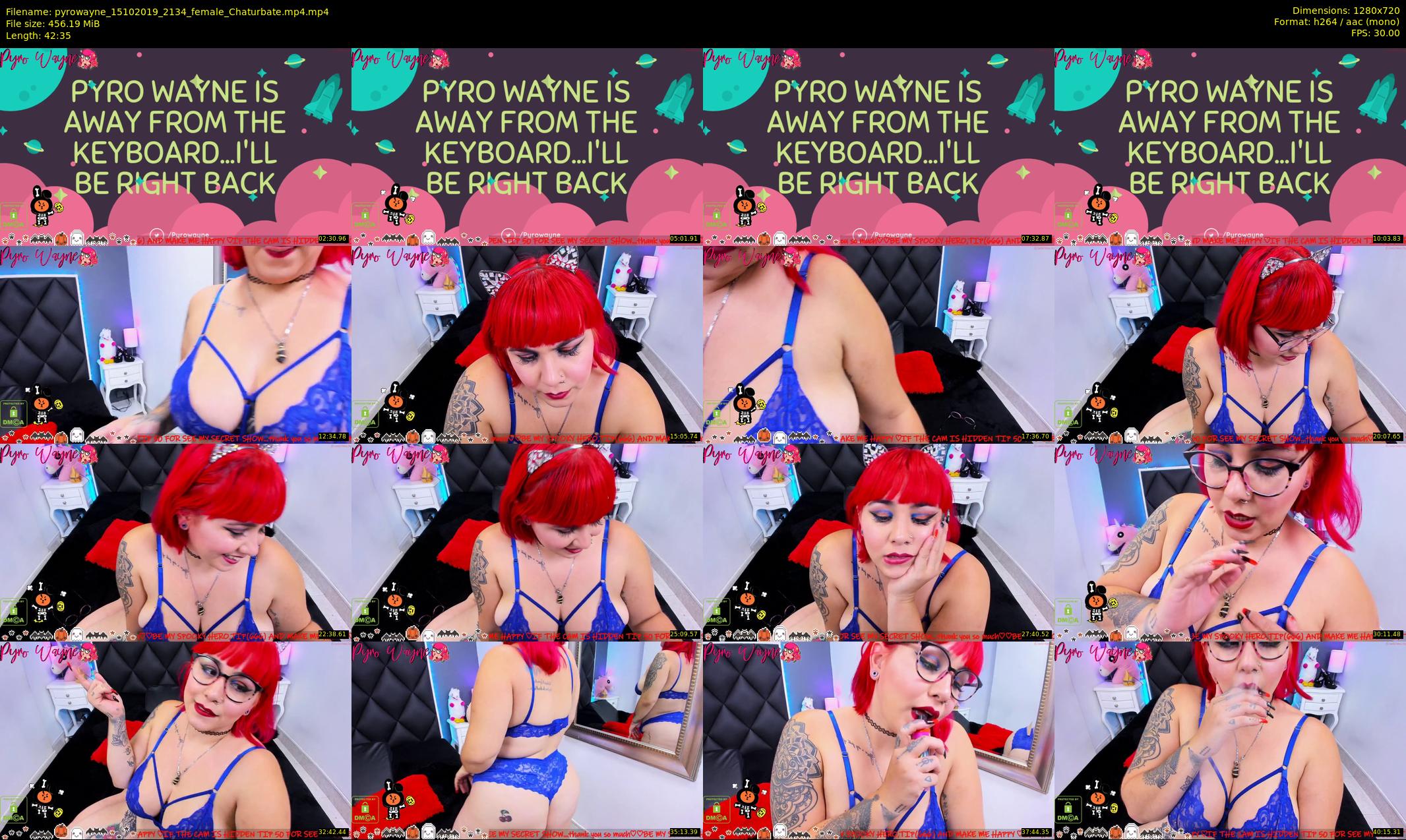 pyrowayne — 43 minute Chaturbate female cam show recording, 720p, Oct 15, 2019