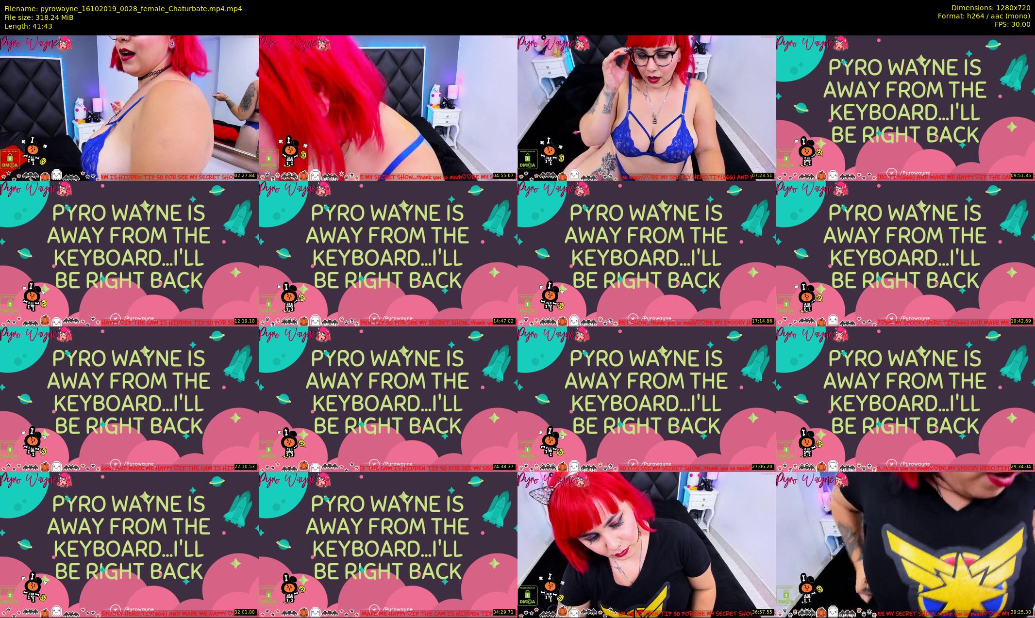 pyrowayne — 42 minute Chaturbate female cam show recording, 720p, Oct 16, 2019