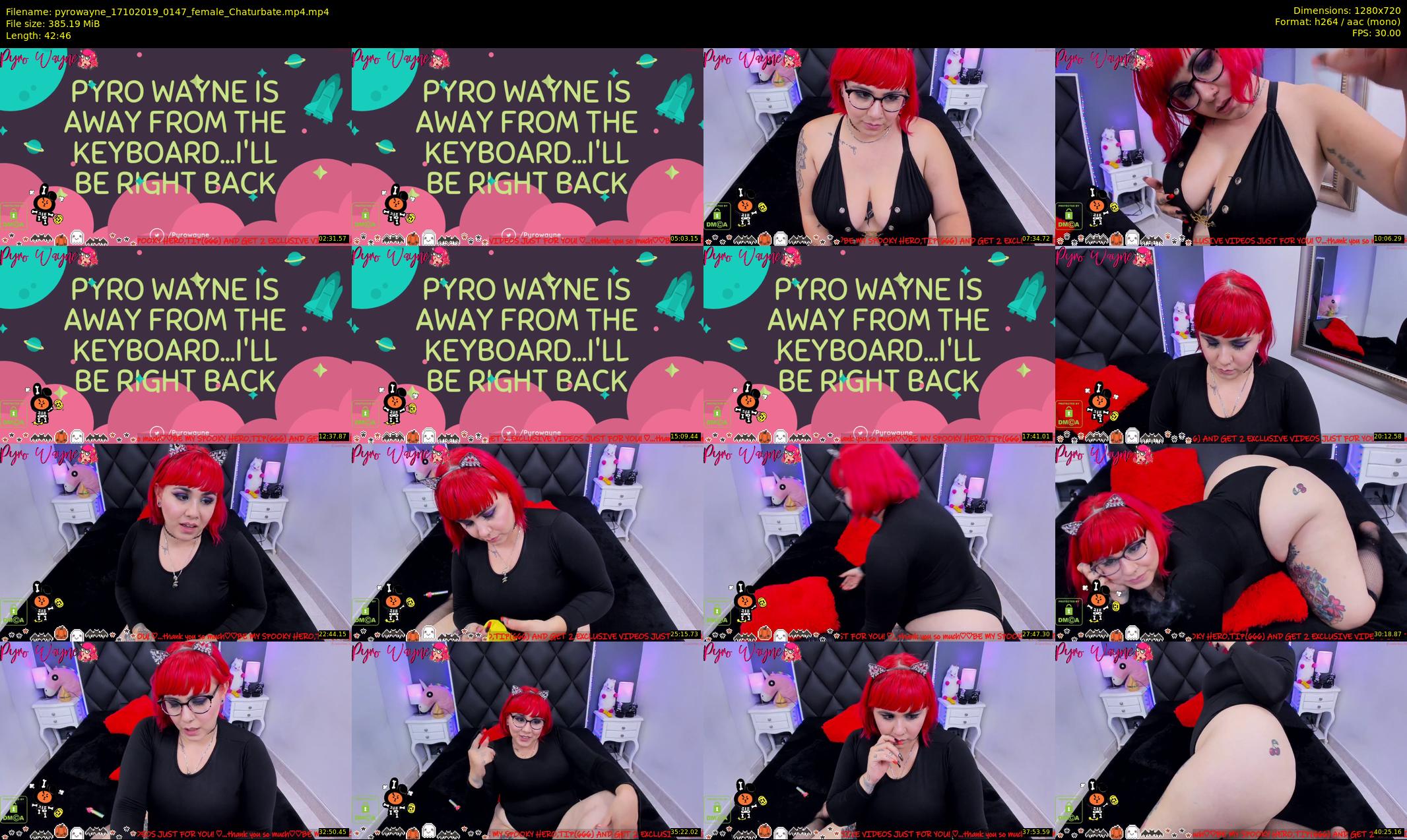 pyrowayne — 43 minute Chaturbate female cam show recording, 720p, Oct 17, 2019