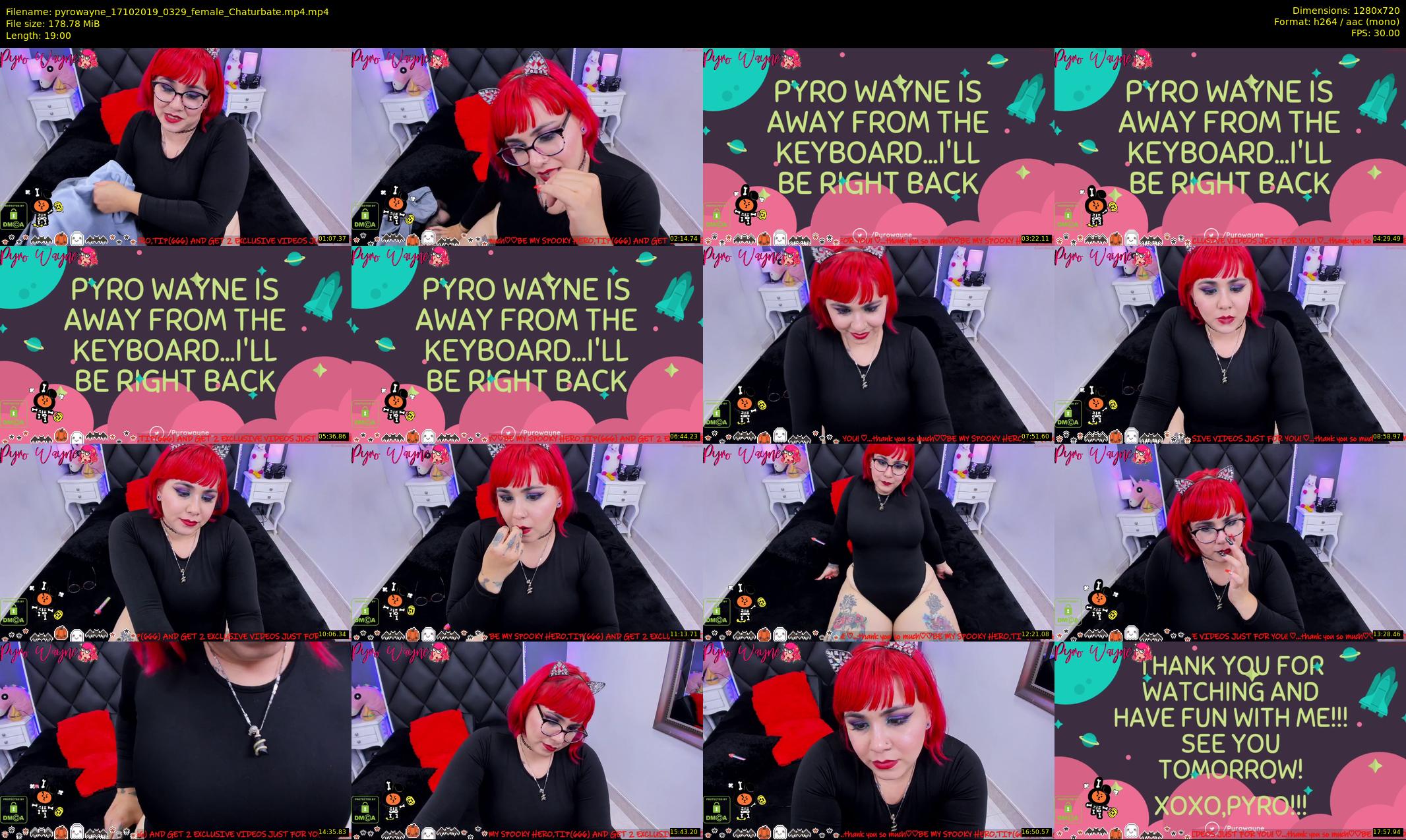 pyrowayne — 19 minute Chaturbate female cam show recording, 720p, Oct 17, 2019