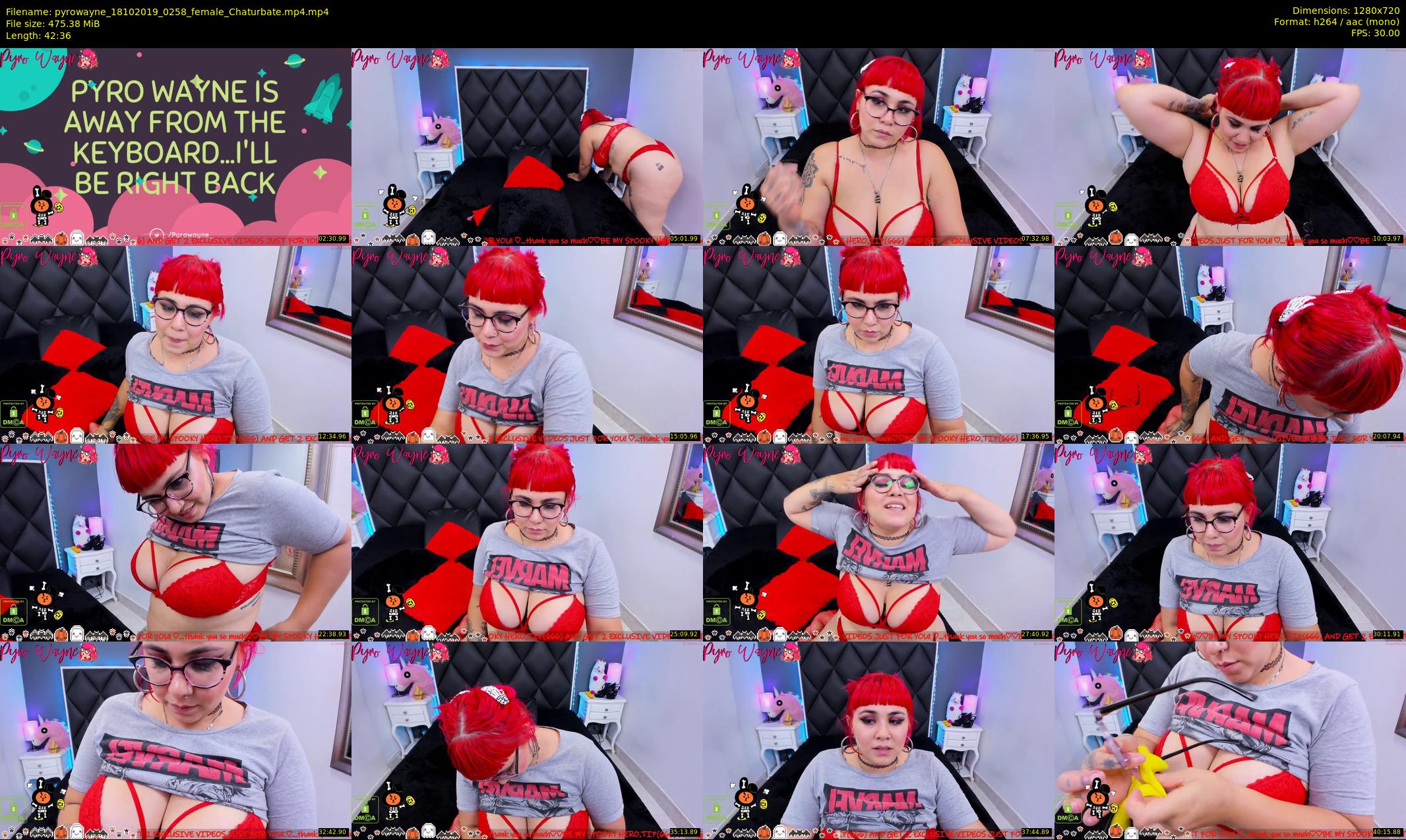 pyrowayne — 43 minute Chaturbate female cam show recording, 720p, Oct 18, 2019