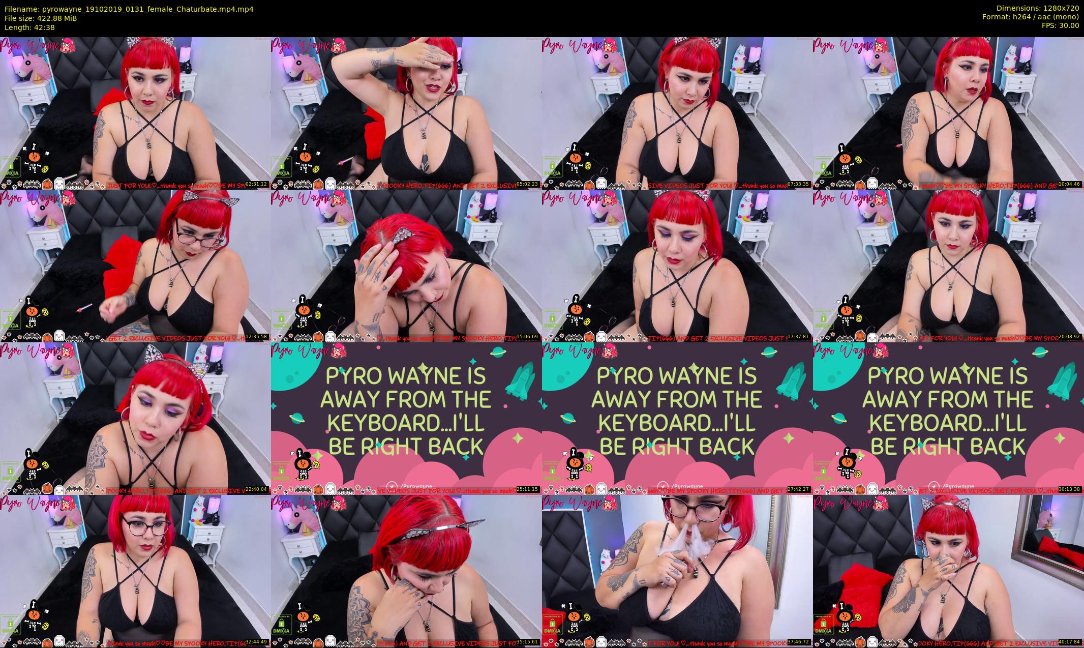 pyrowayne — 43 minute Chaturbate female cam show recording, 720p, Oct 19, 2019