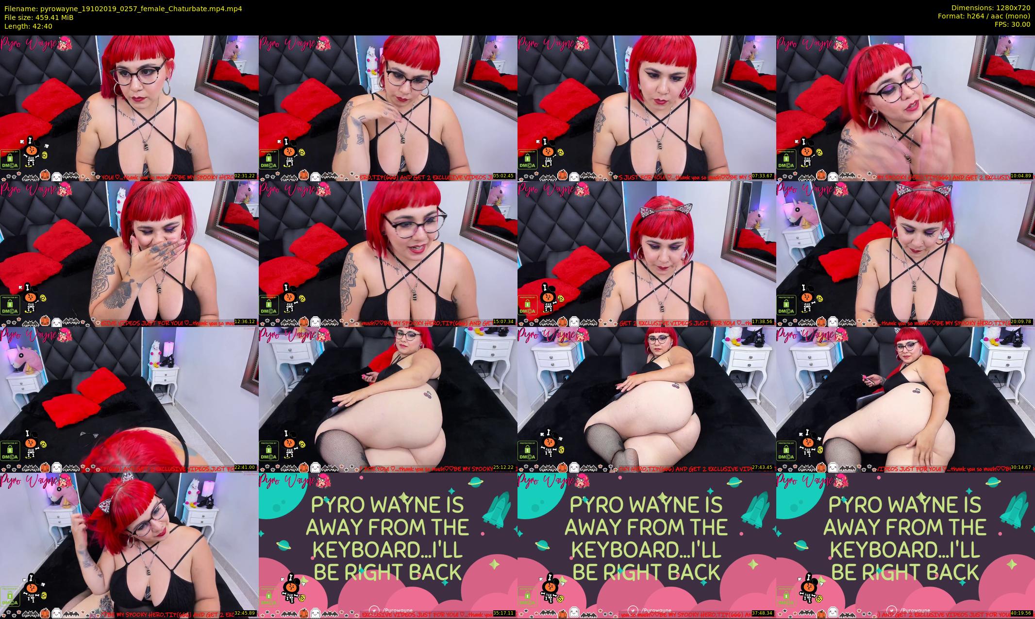 pyrowayne — 43 minute Chaturbate female cam show recording, 720p, Oct 19, 2019