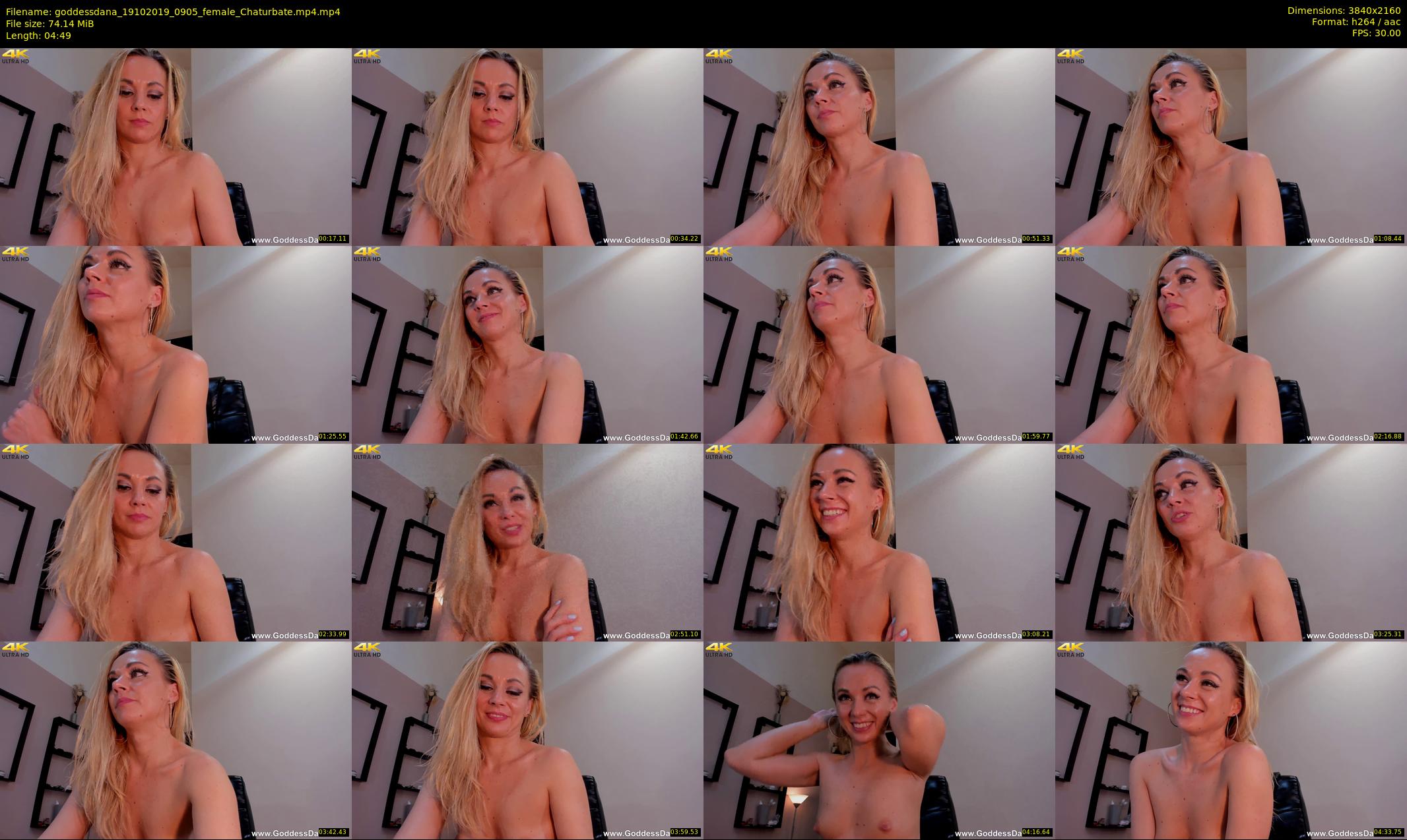 goddessdana — 5 minute Chaturbate female cam show recording, 4K, Oct 19, 2019