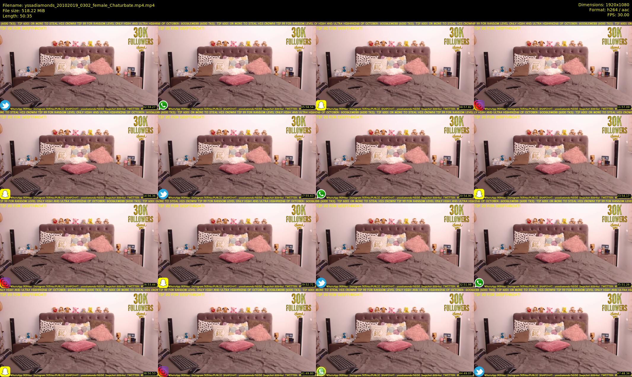 yssadiamonds — 51 minute Chaturbate female cam show recording, 1080p, Oct 20, 2019