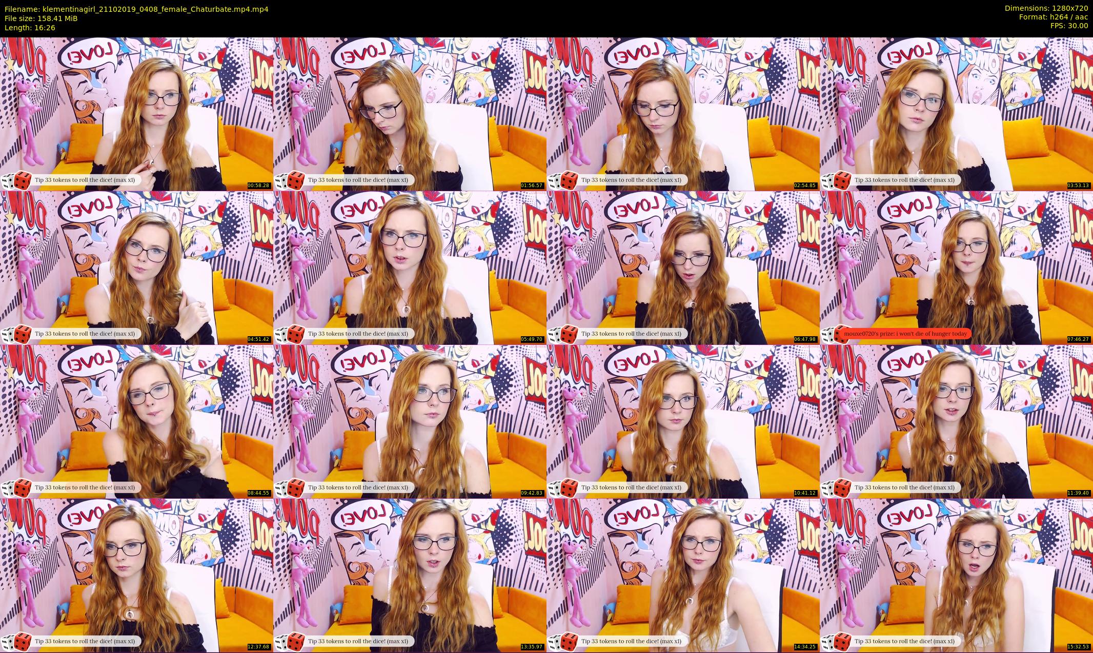 klementinagirl — 17 minute Chaturbate female cam show recording, 720p, Oct 21, 2019