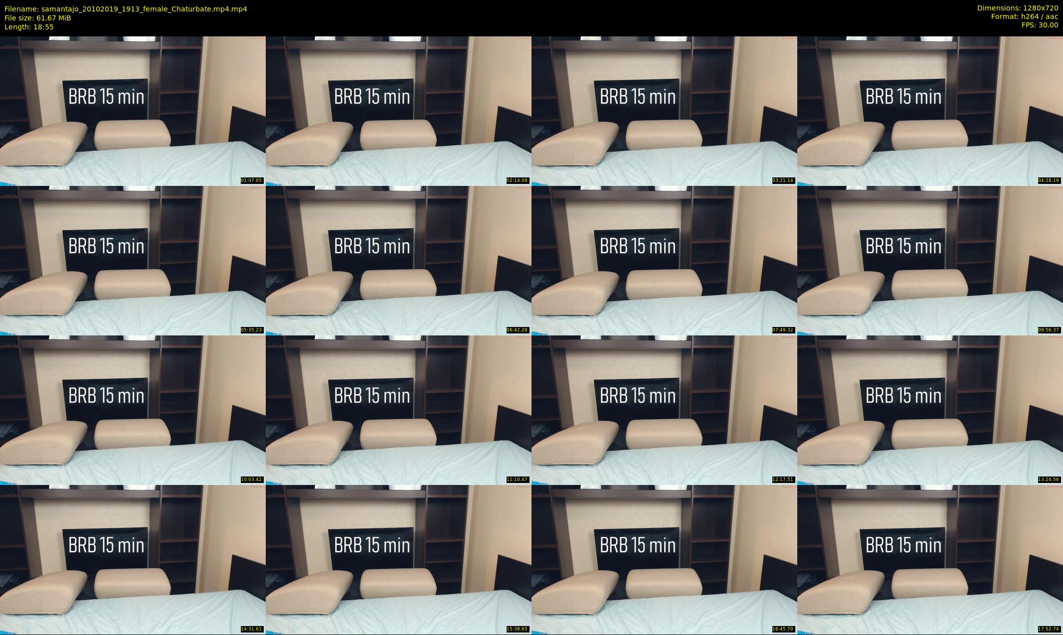 samantajo — 19 minute Chaturbate female cam show recording, 720p, Oct 20, 2019