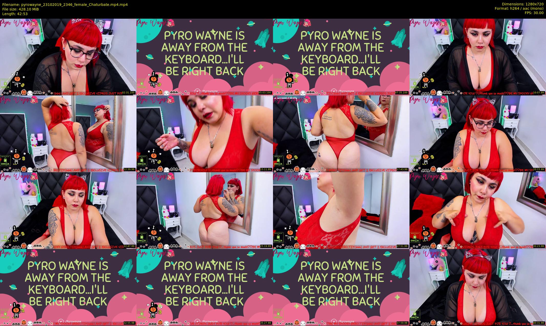 pyrowayne — 43 minute Chaturbate female cam show recording, 720p, Oct 23, 2019