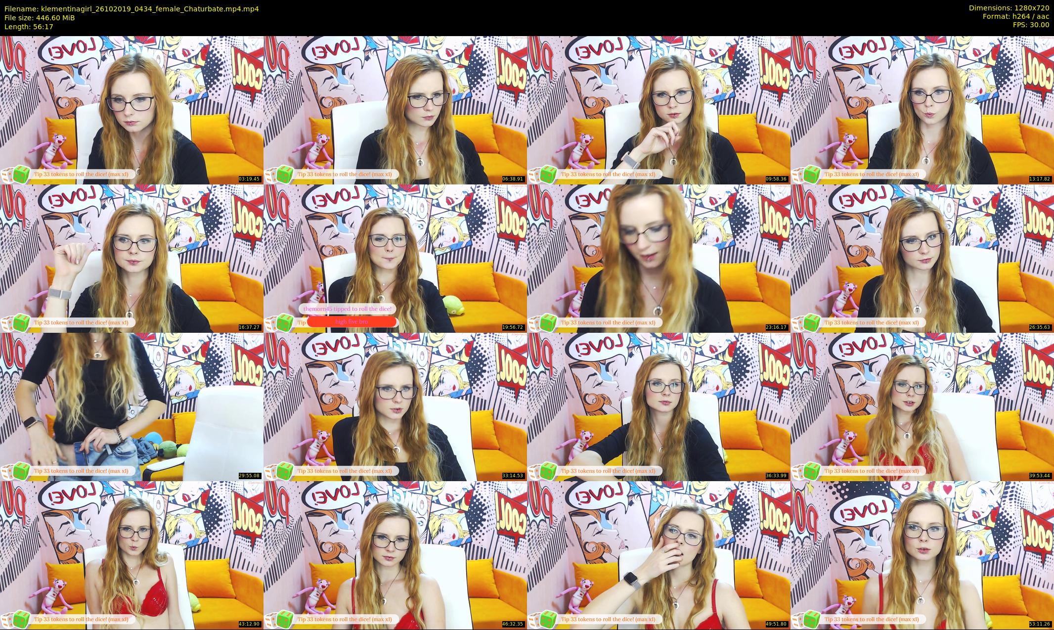 klementinagirl — 57 minute Chaturbate female cam show recording, 720p, Oct 26, 2019